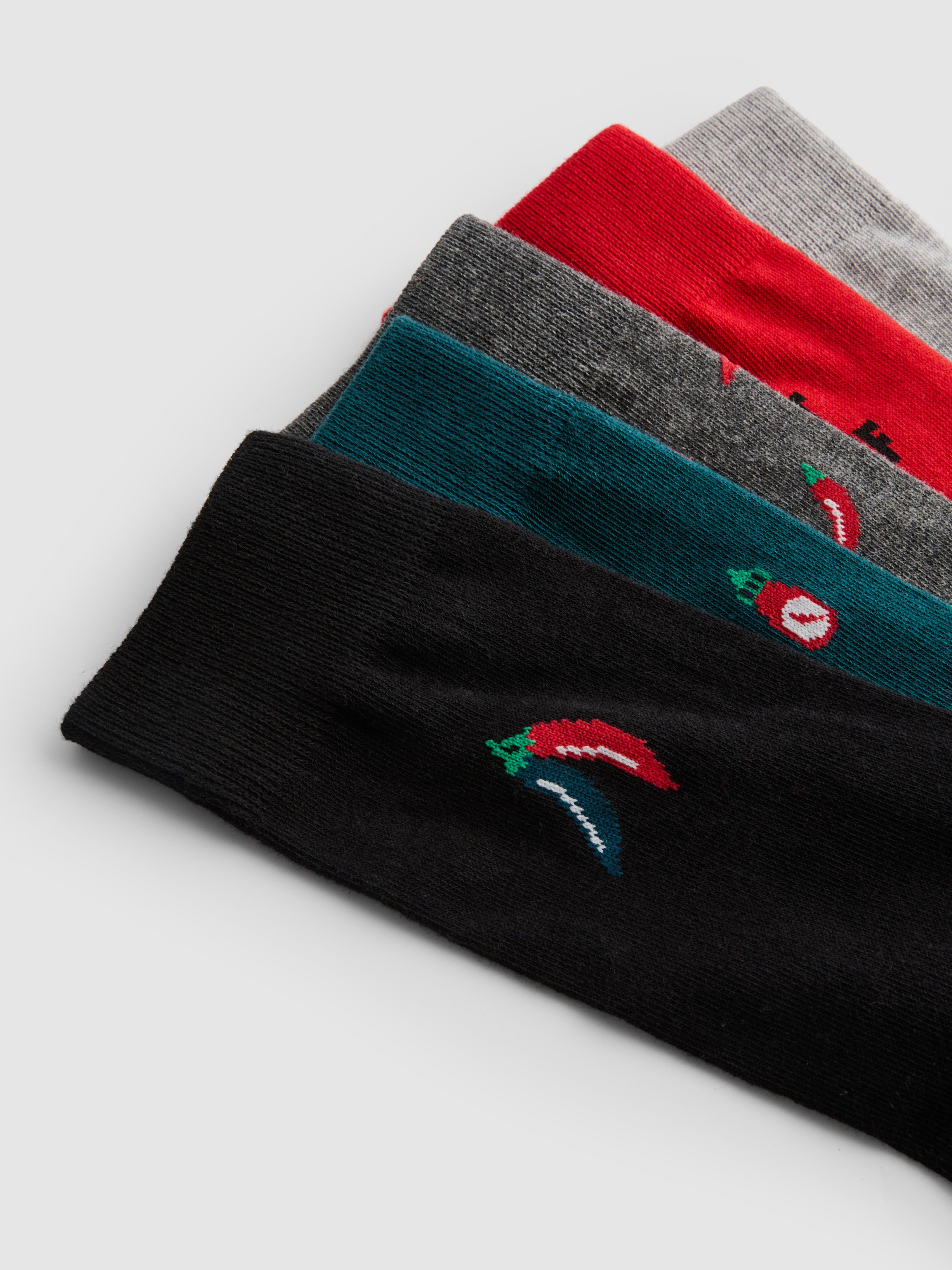 5pk Cotton Rich Chilli Socks