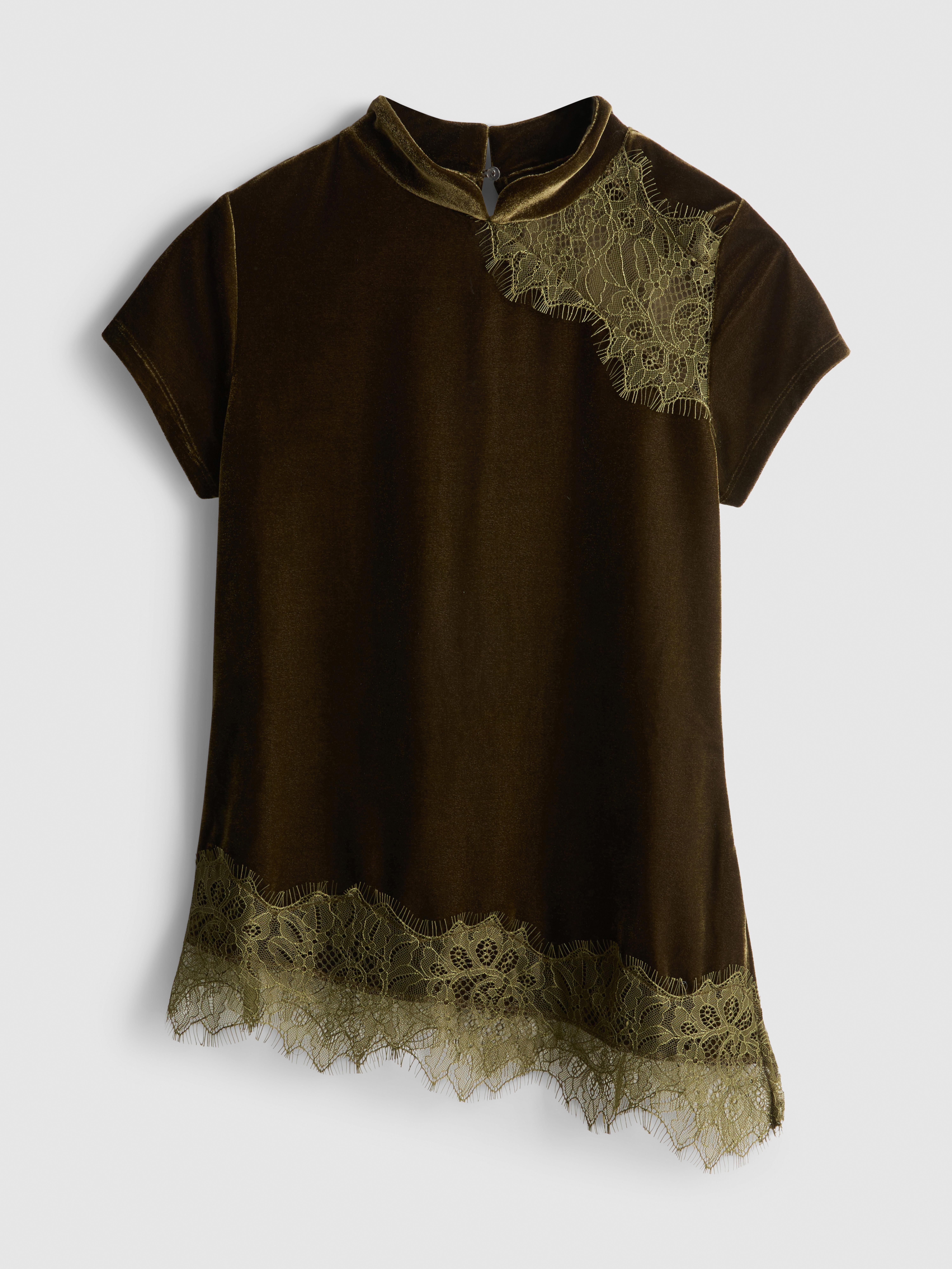 Velvet Lace Asymmetric Top