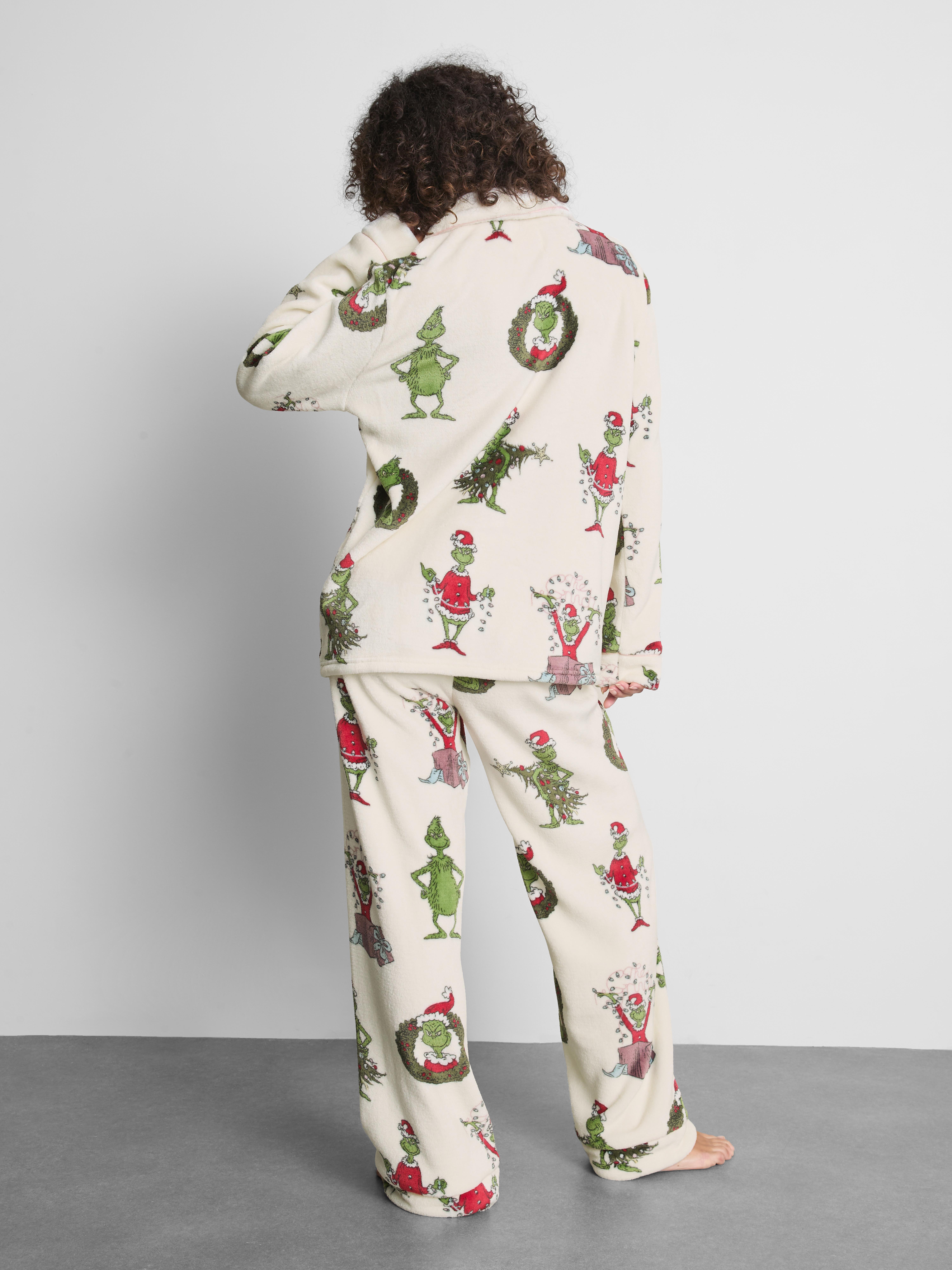 The Grinch Plush Christmas Graphic Boyfriend Pajama Shirt