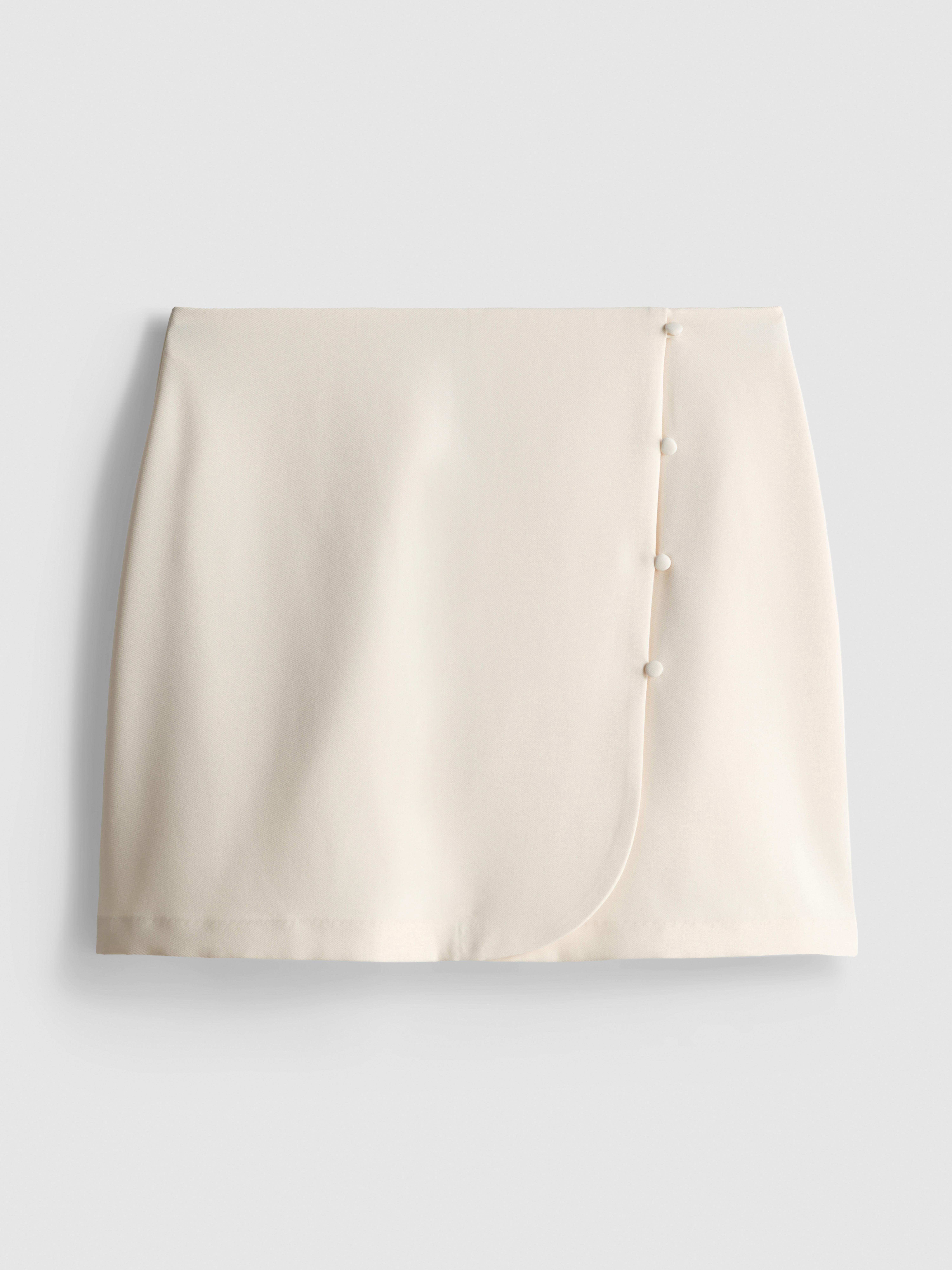 Button Detail Asymmetric Mini Skirt