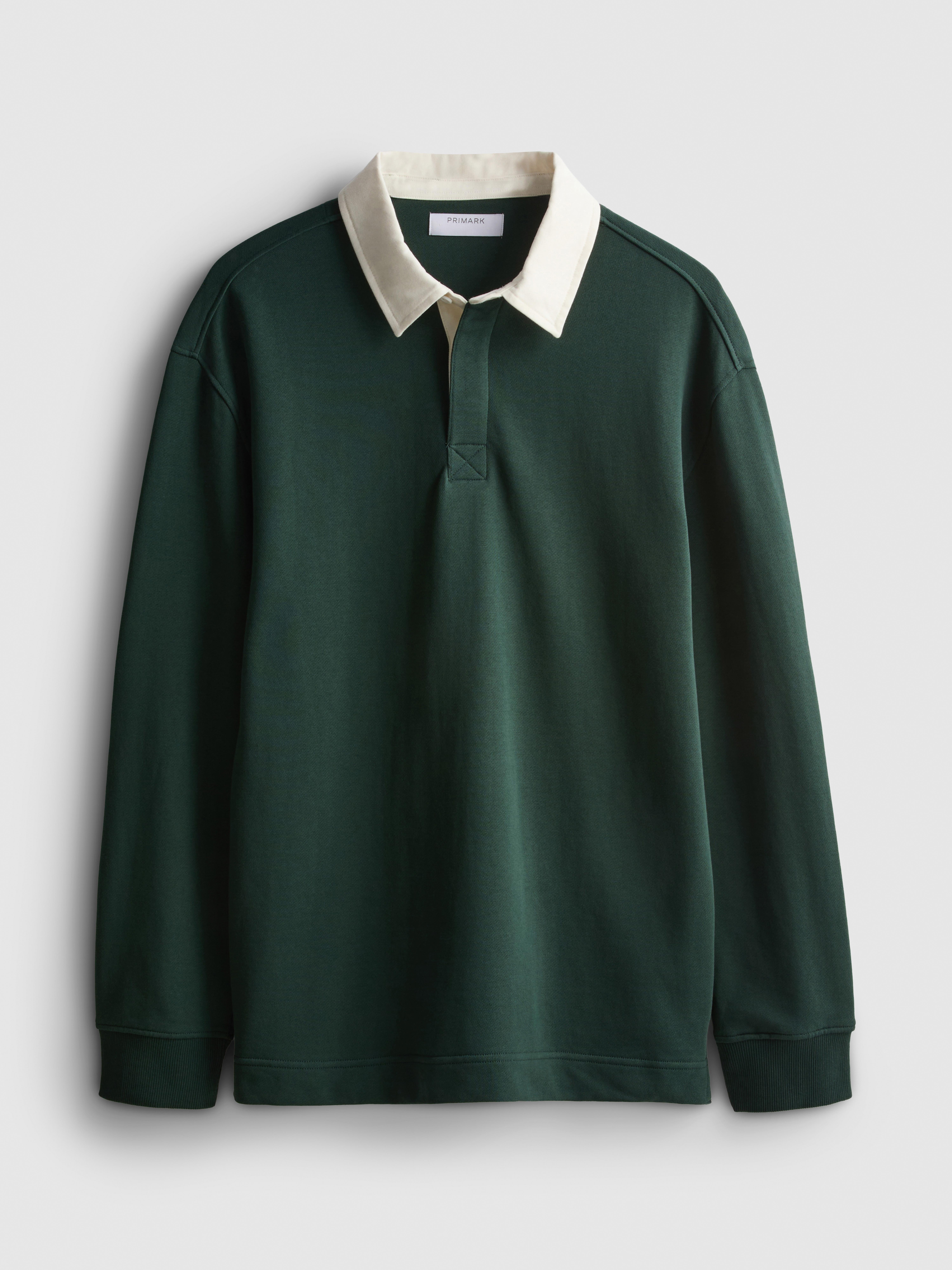 Rugbyshirt met contrastkraag en lange mouwen - Groen - Heren | Primark