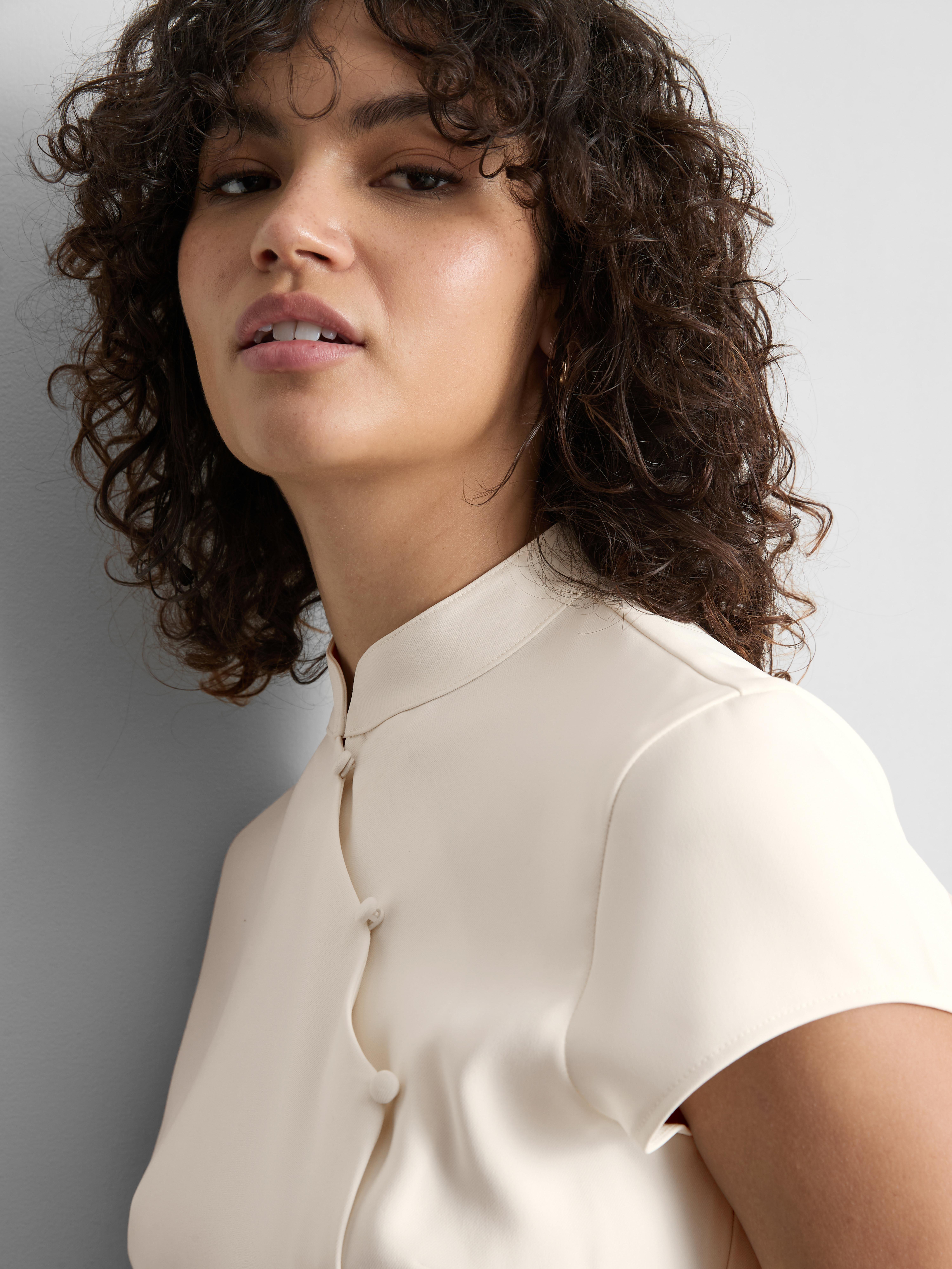 Mandarin Collar Wrap Top