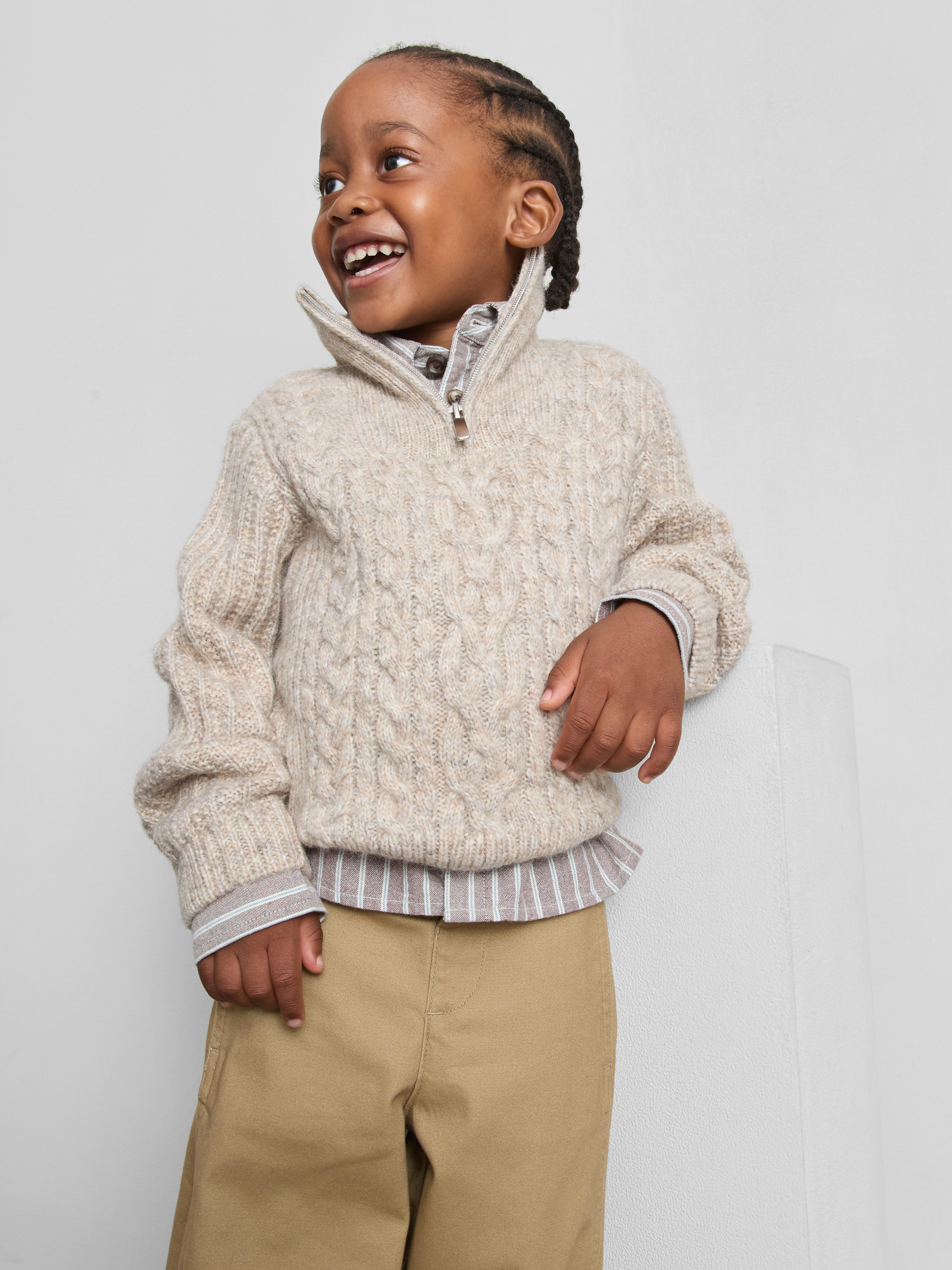 1-12yrs | The Edit Wool-Blend Half-Zip High-Neck Sweater