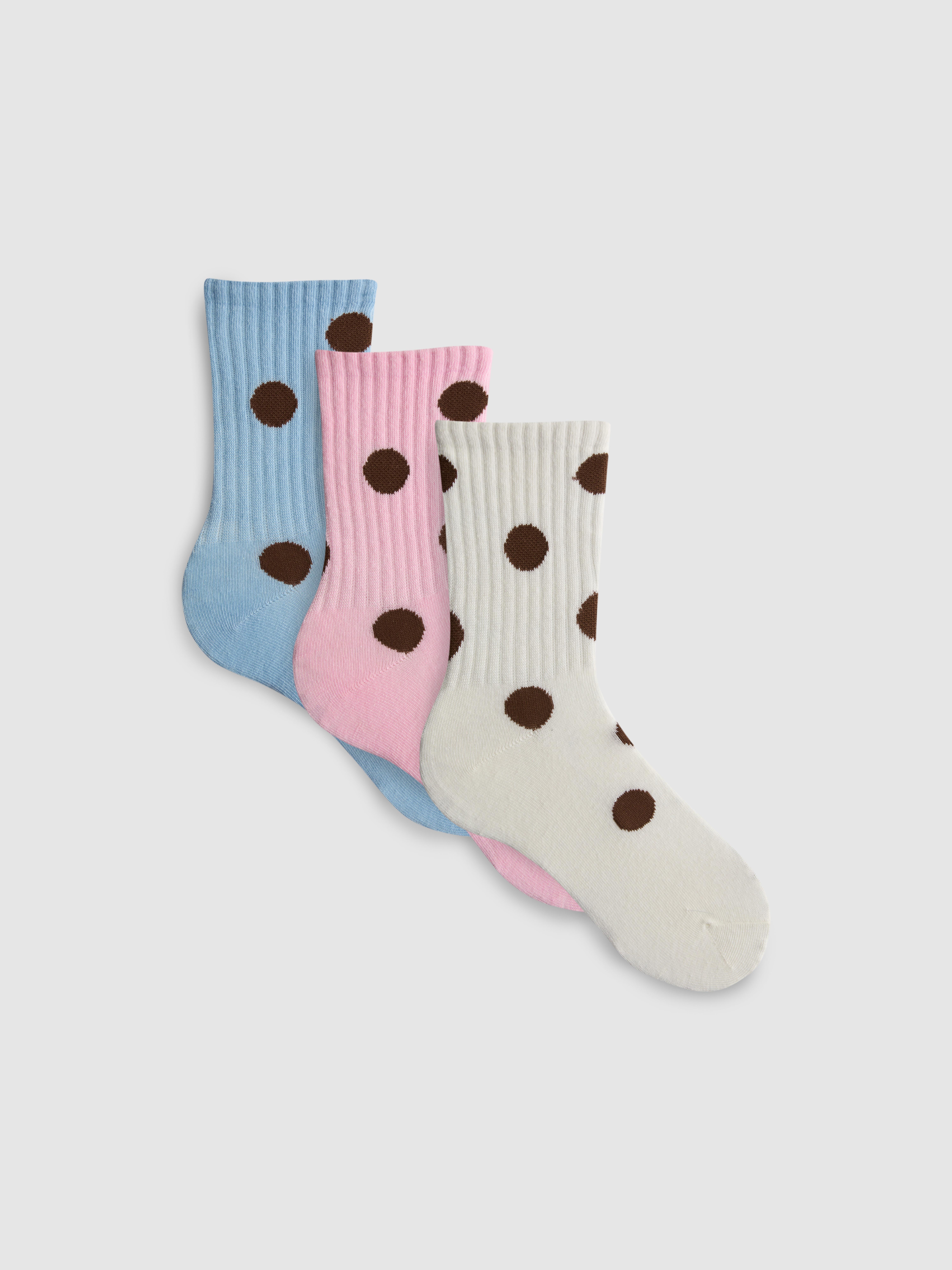3pk Cotton Rich Polka Dot Ankle Socks