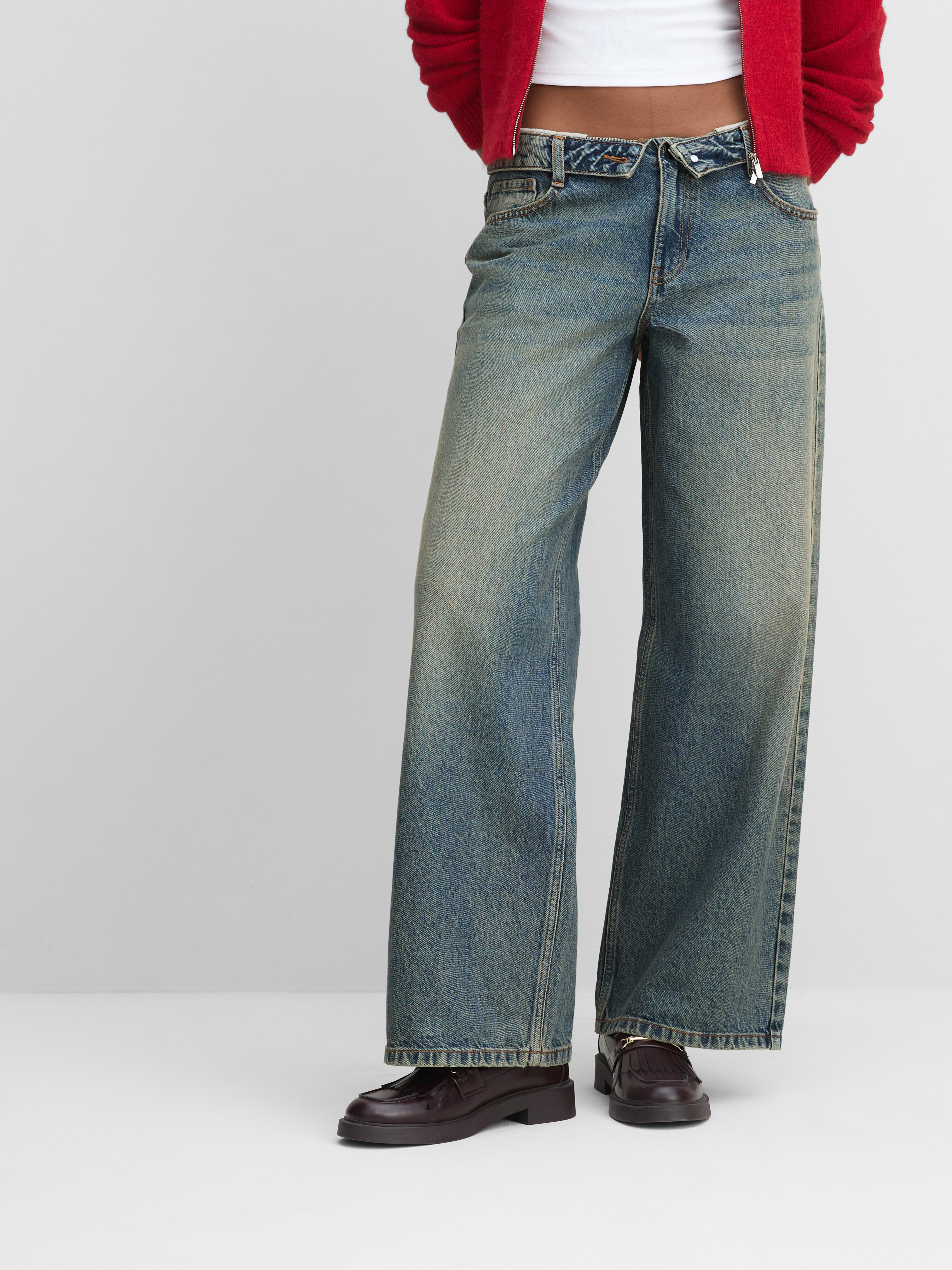 The Primark Scene | Fold Over Waistband Wide Leg Jeans