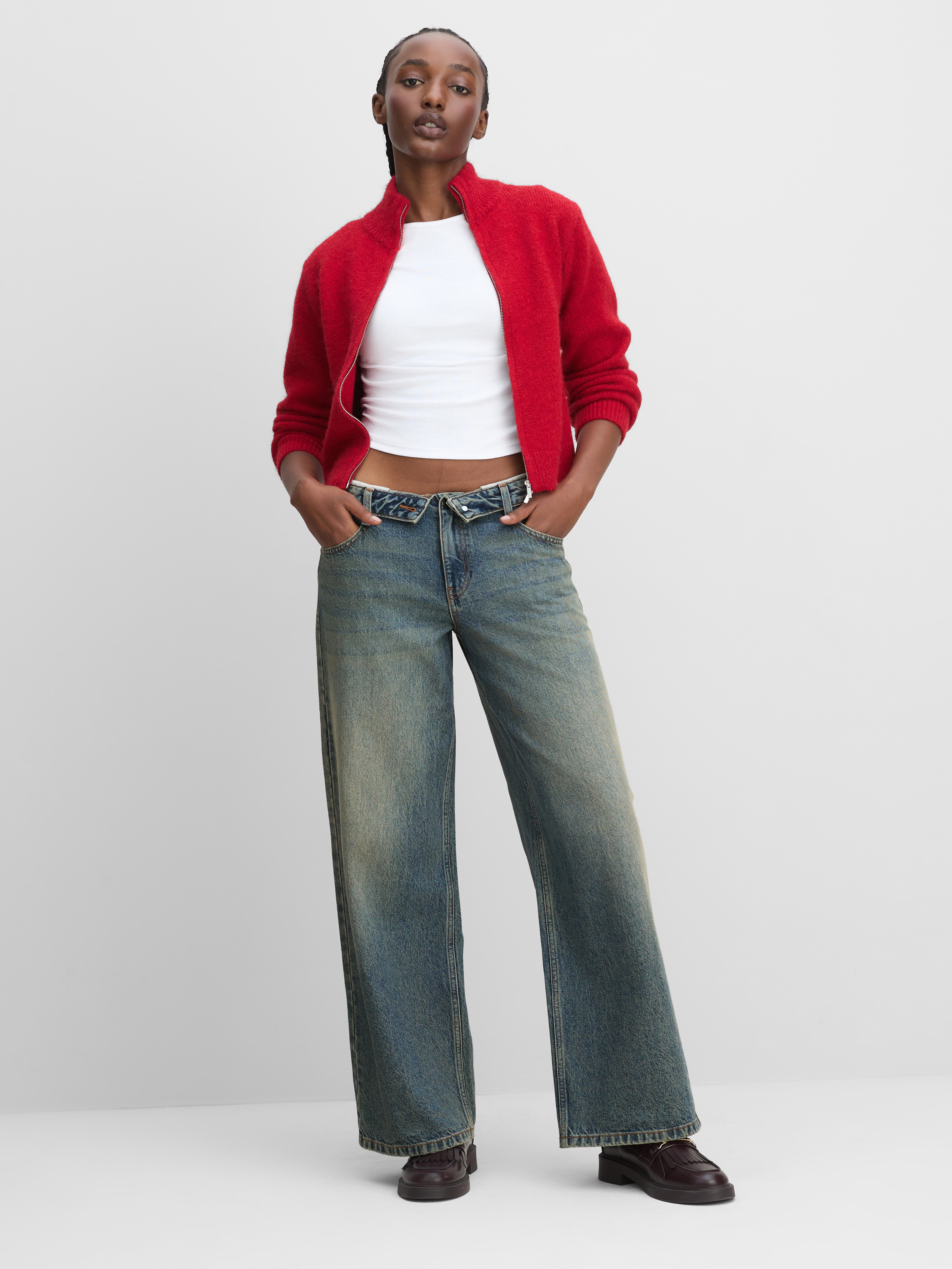 The Primark Scene | Fold Over Waistband Wide Leg Jeans