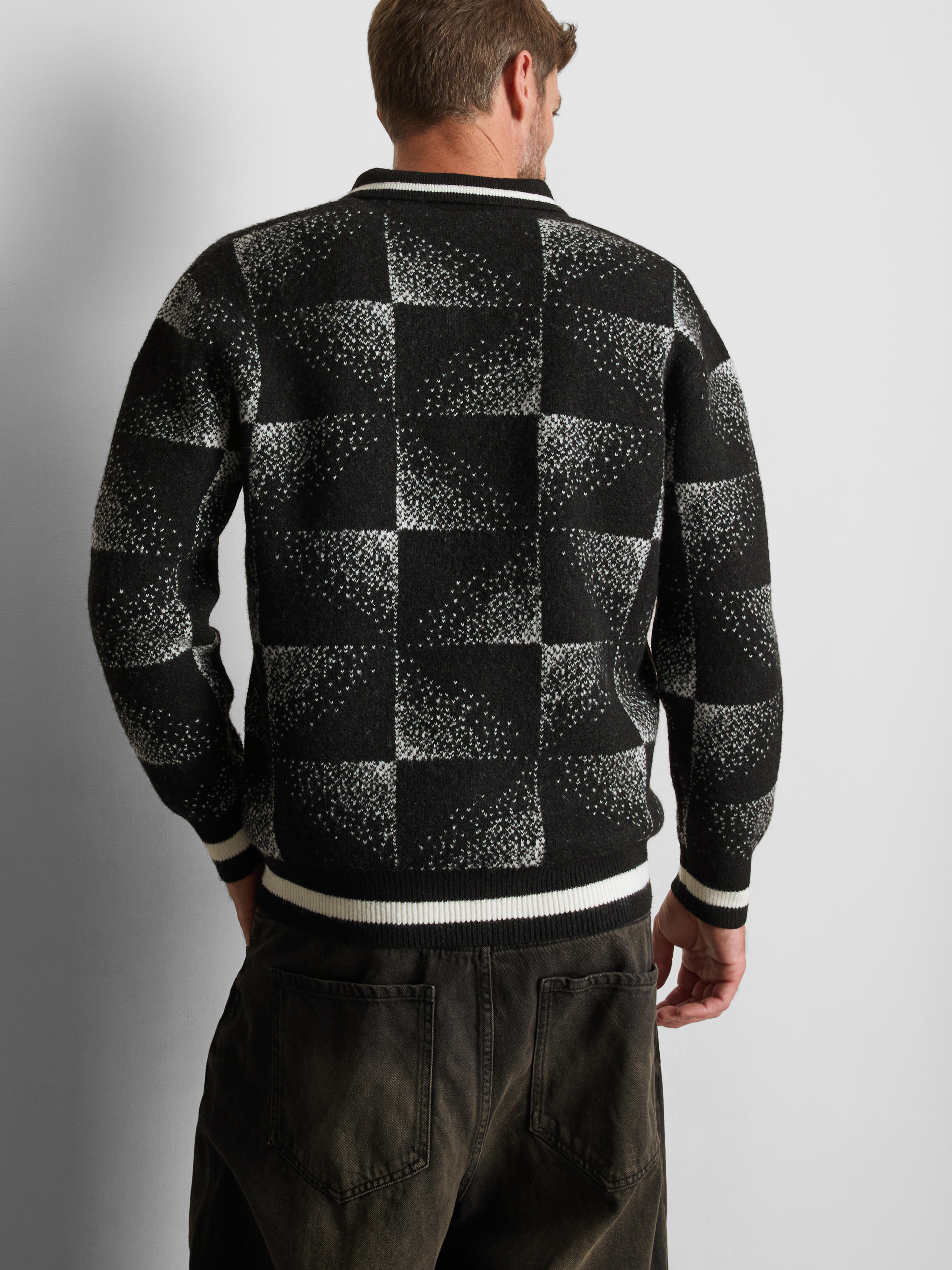 Guinness Checked Knit Polo Sweater