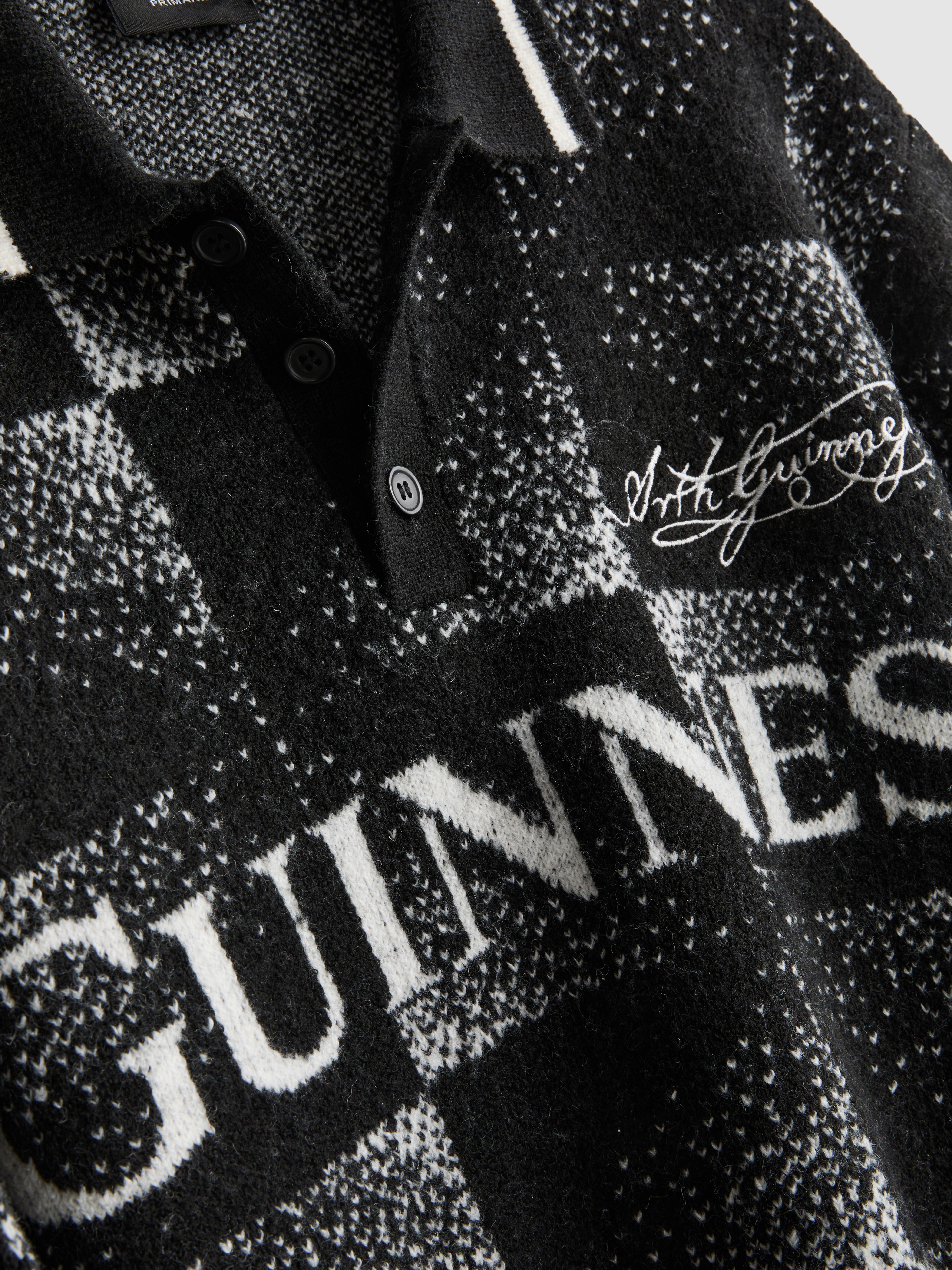 Guinness Checked Knit Polo Sweater