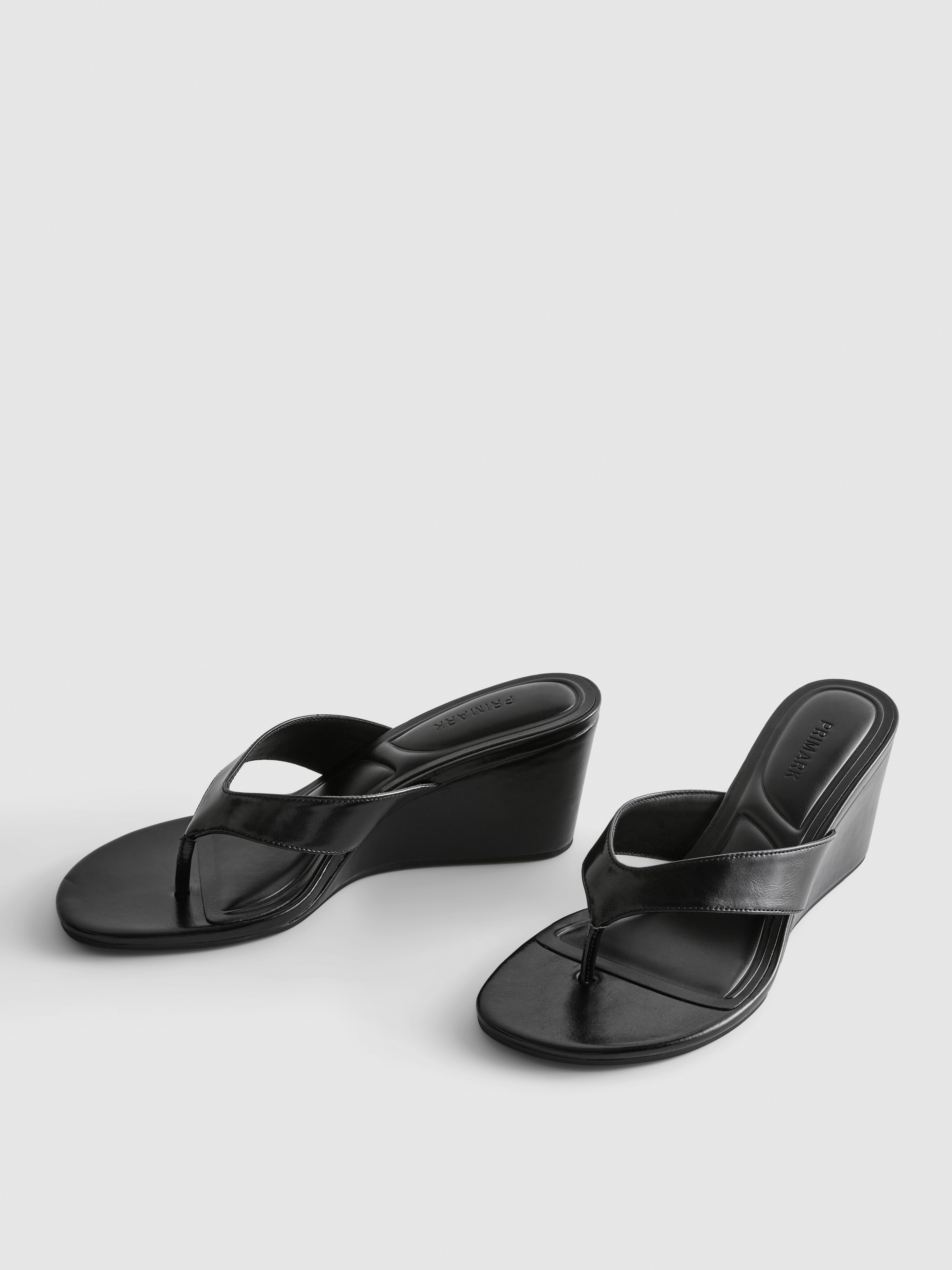 Faux Leather Toe Post Wedges