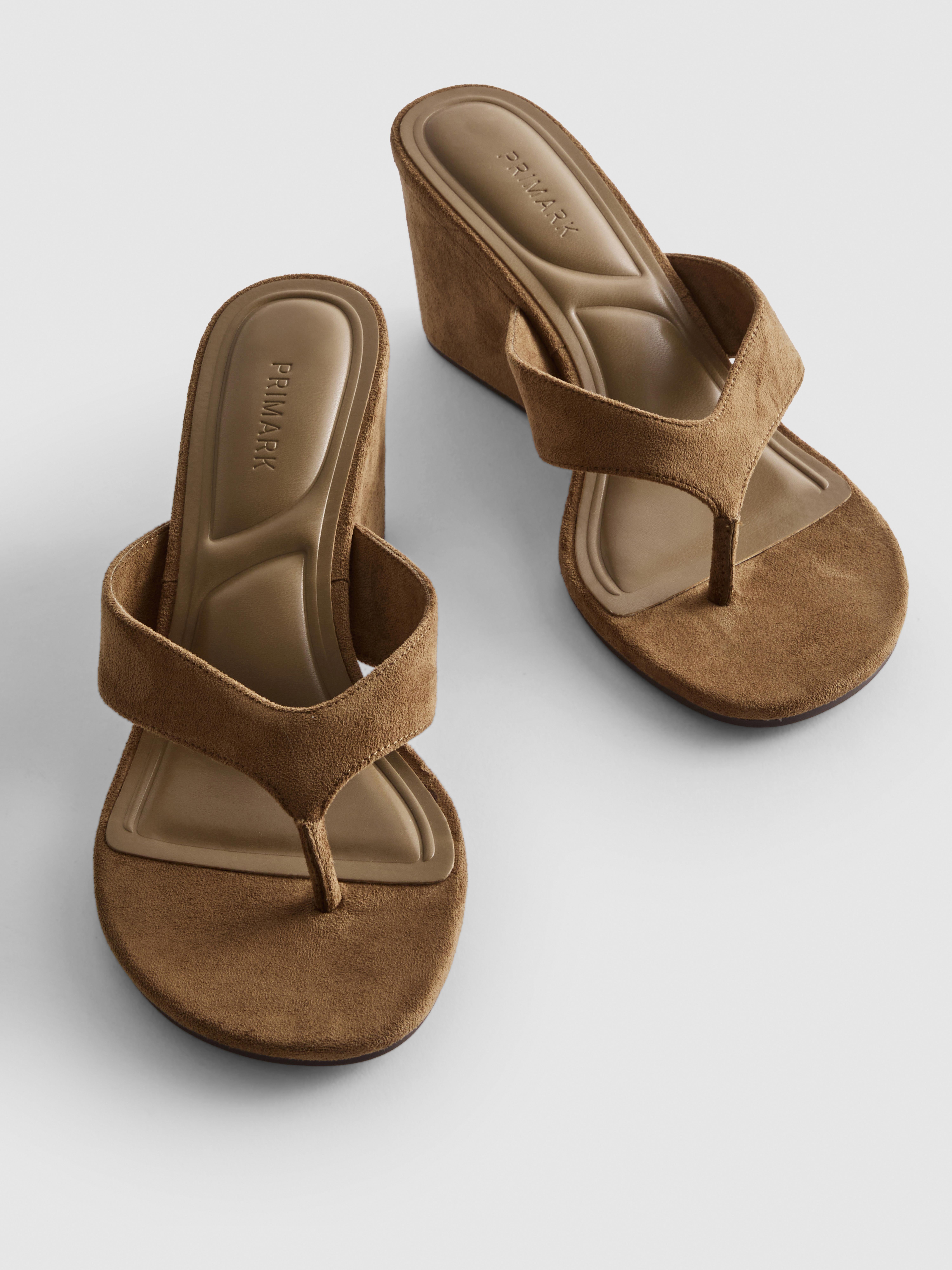 Faux Suede Toe Post Mule Sandals