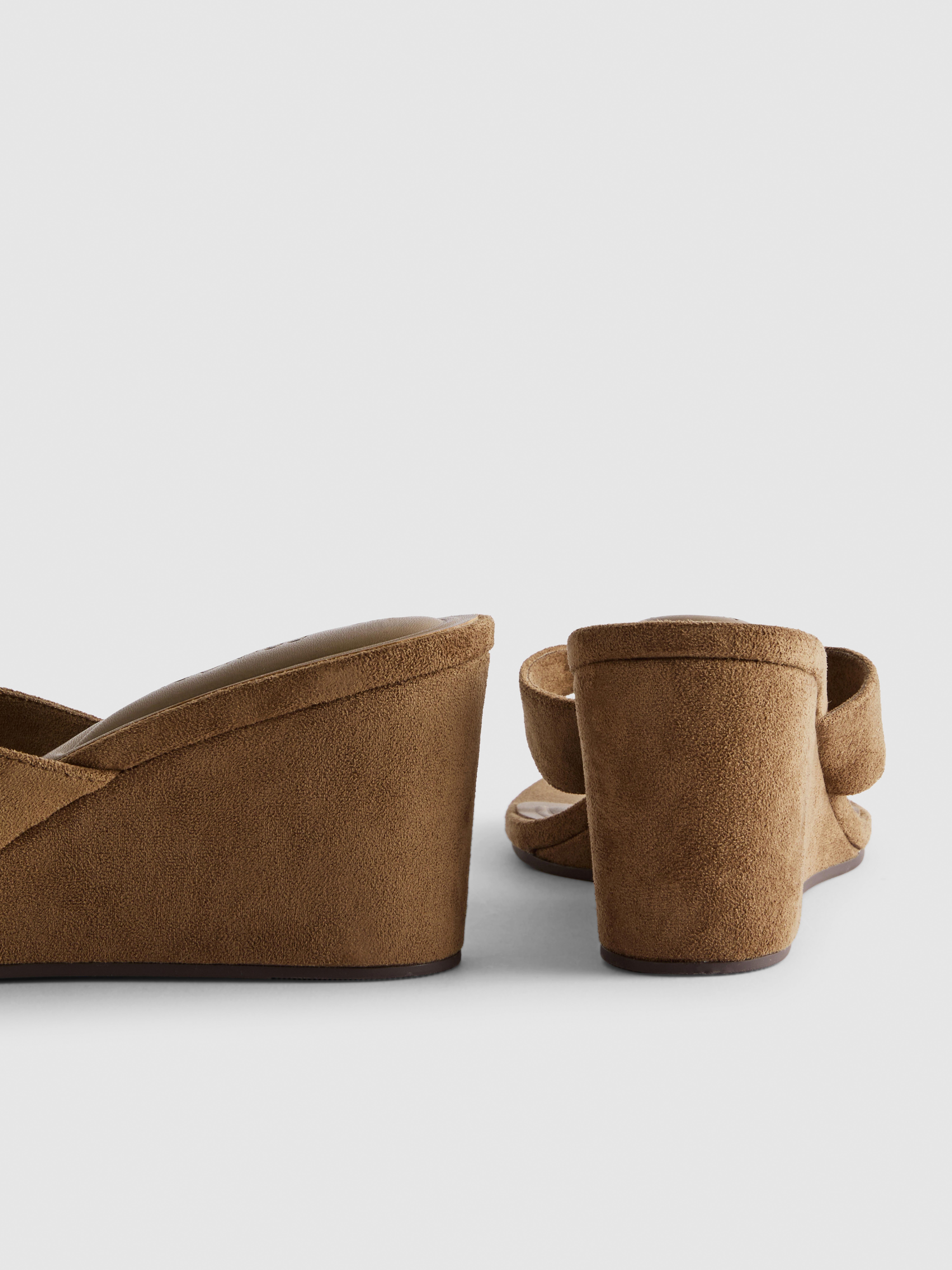 Faux Suede Toe Post Mule Sandals
