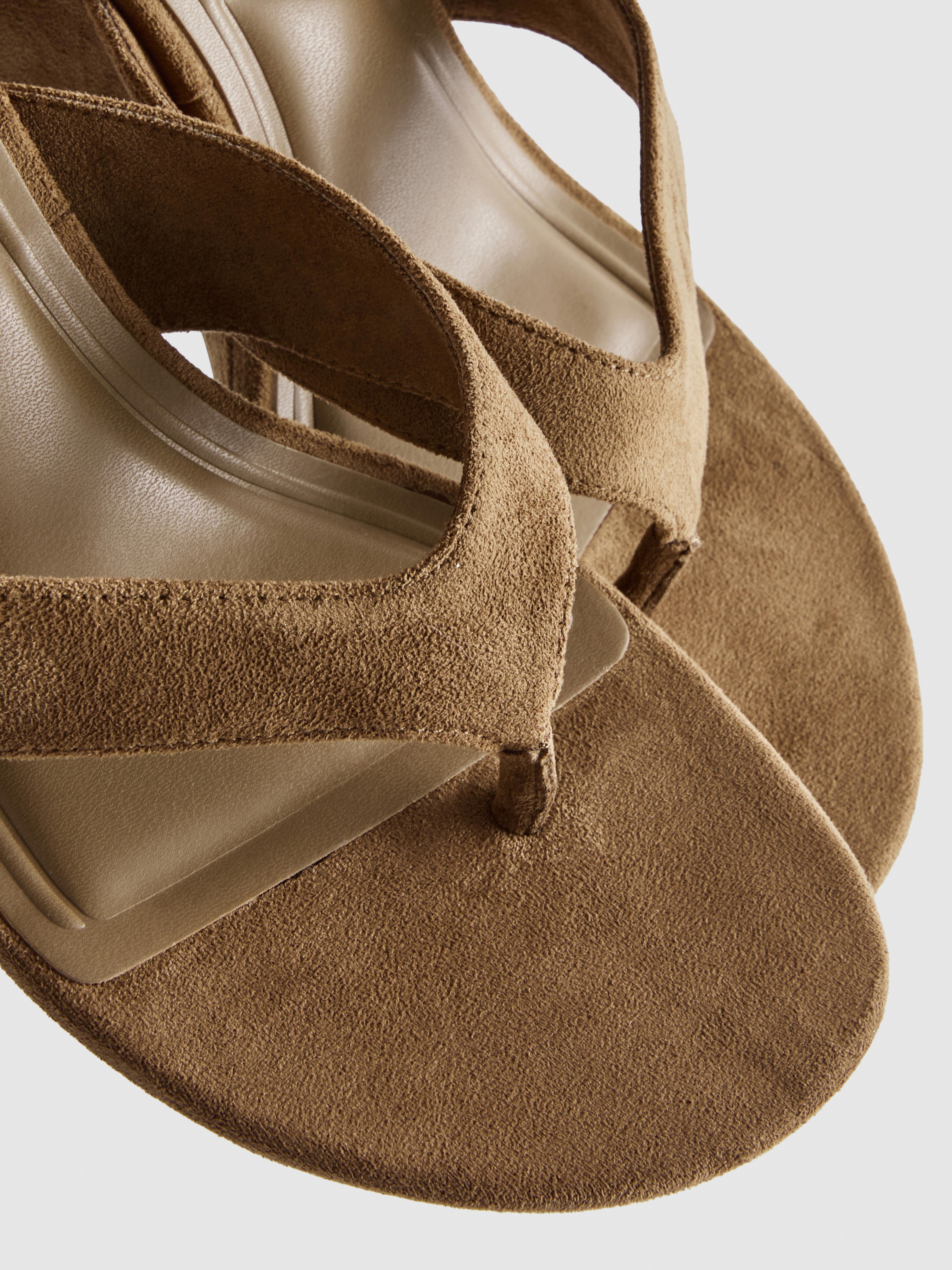 Faux Suede Toe Post Mule Sandals