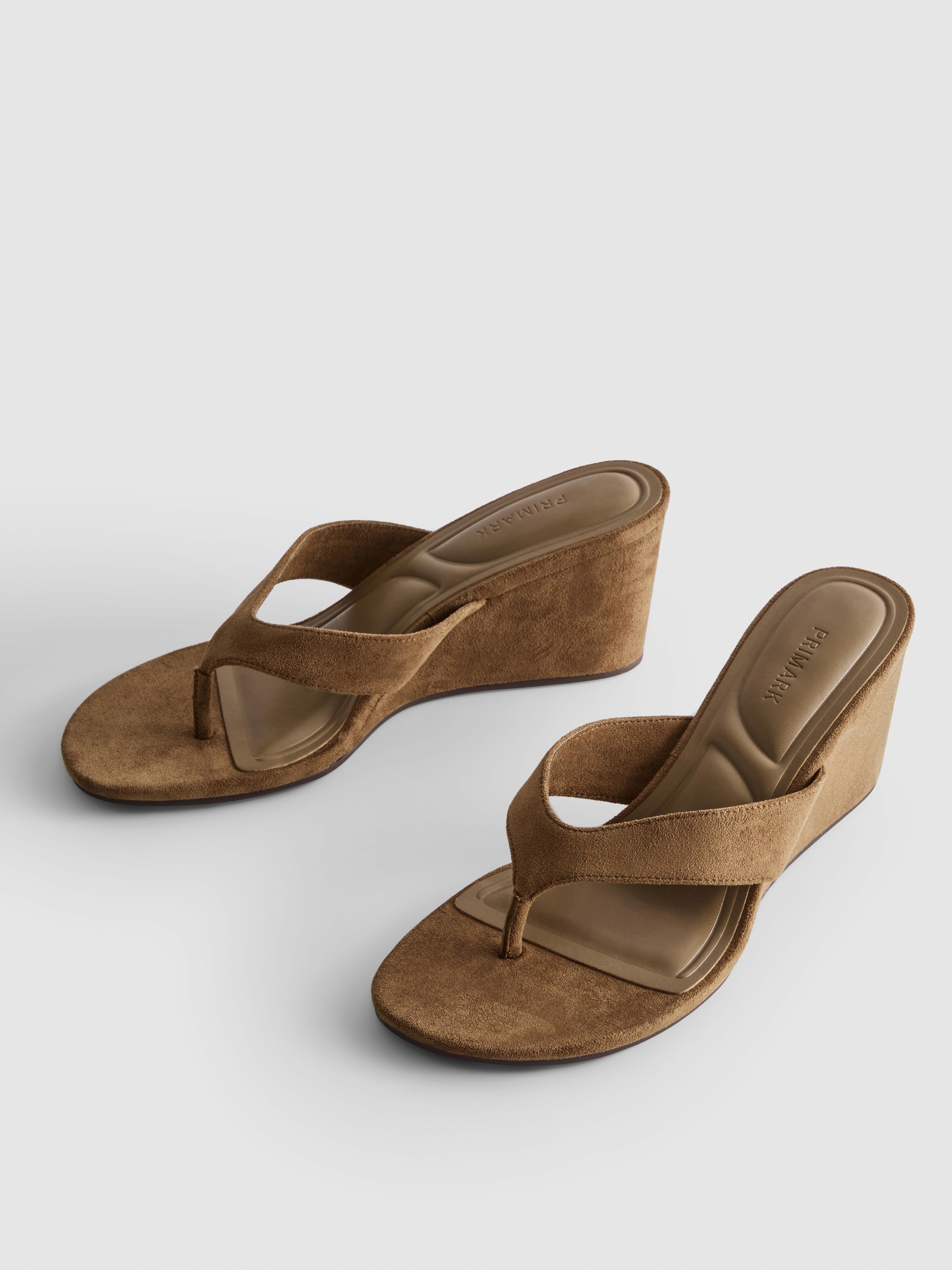 Faux Suede Toe Post Mule Sandals