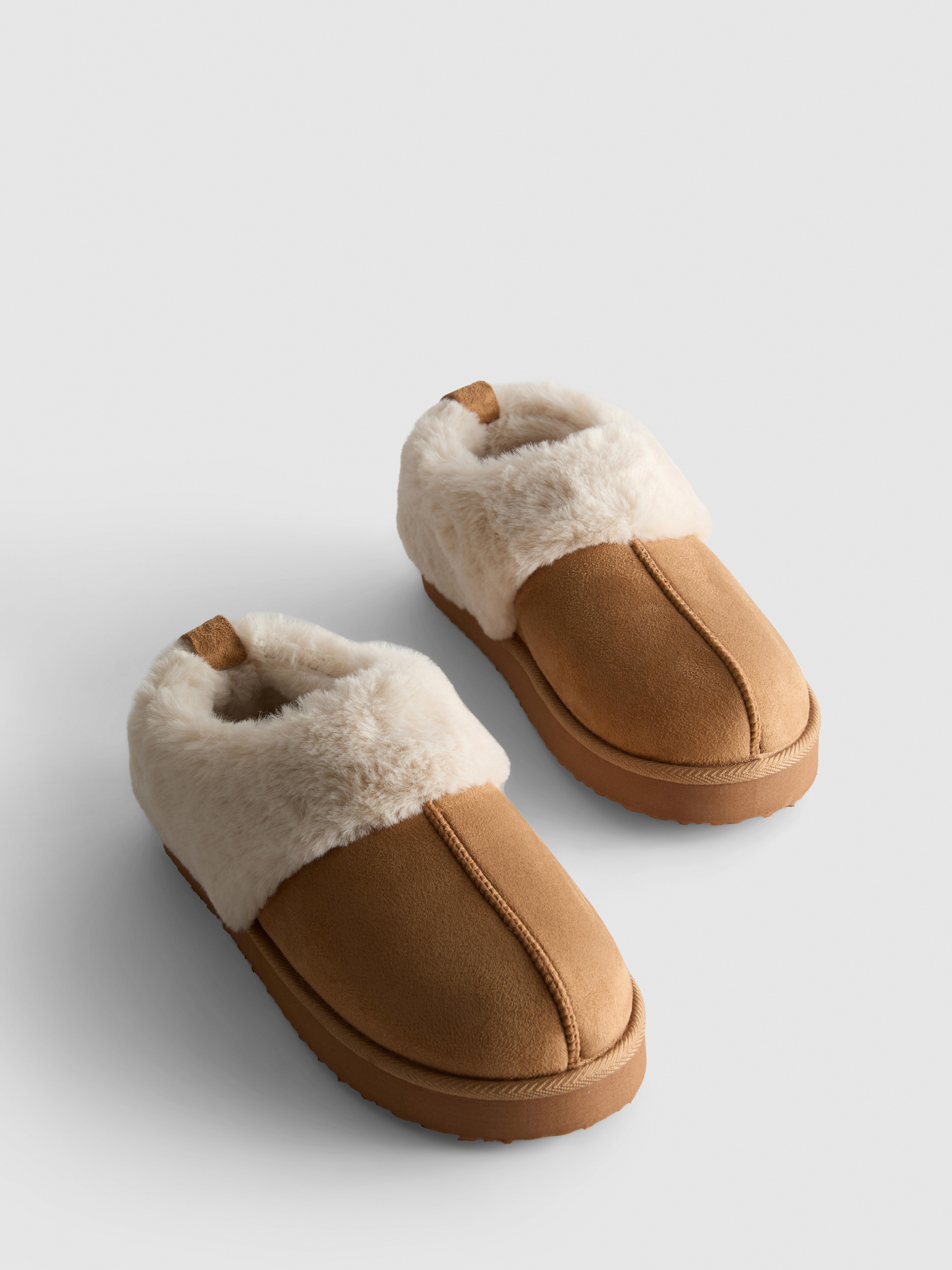 Pantoffels met imitatiebontrand