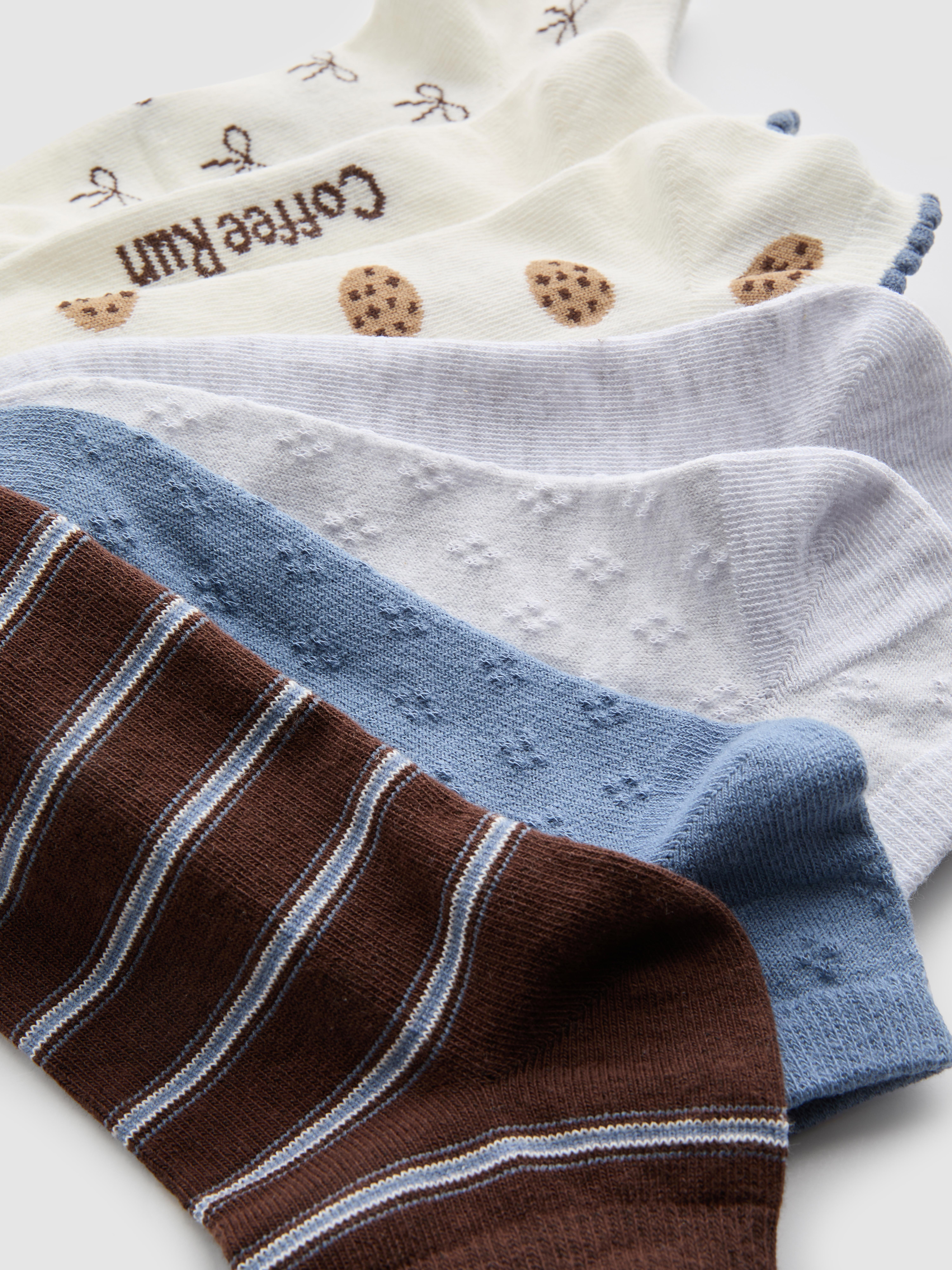 7pk Cotton-Rich Patterned Ankle Socks