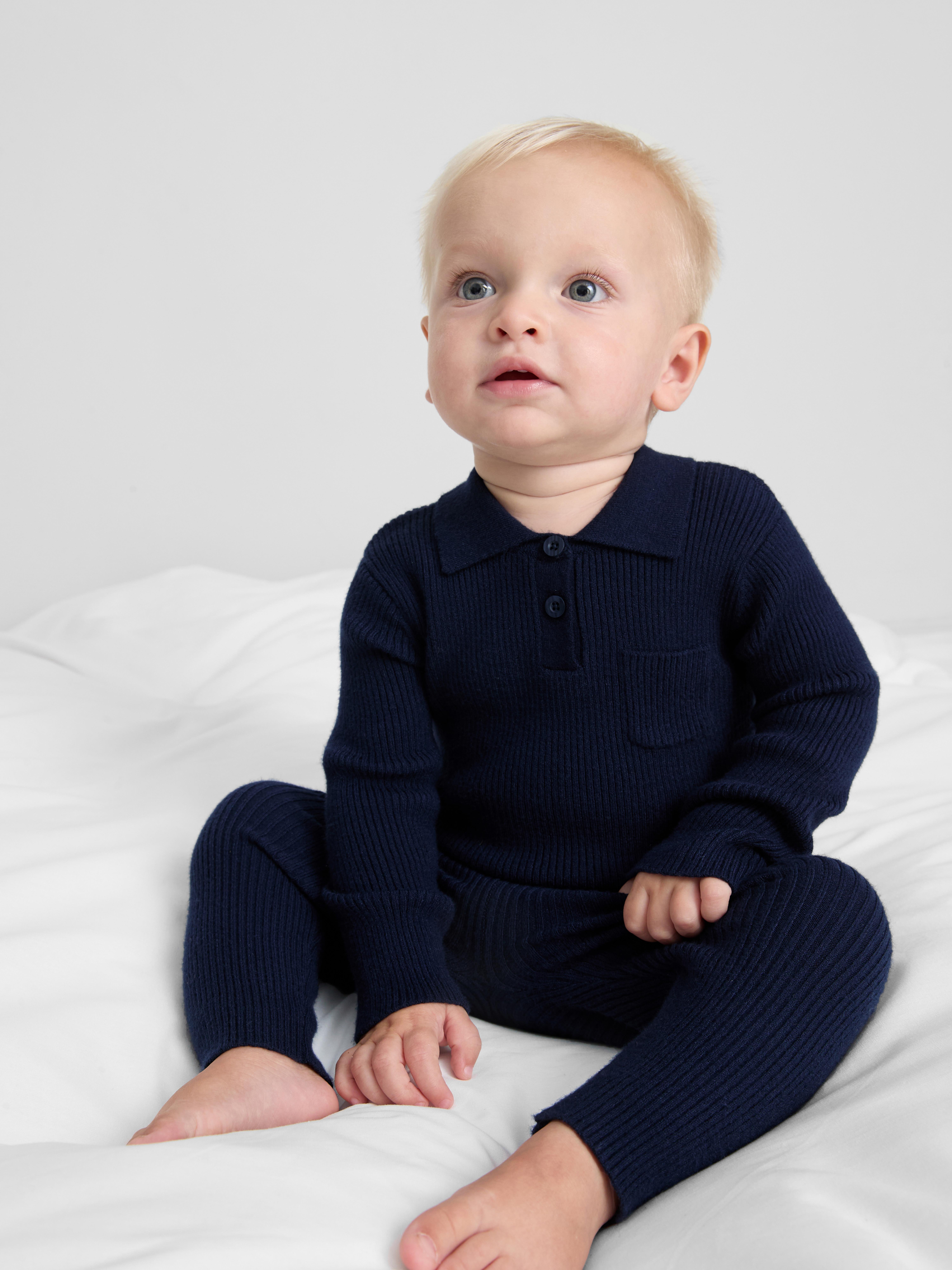 0-18mths | Collared Knit Bodysuit and Leggings Set