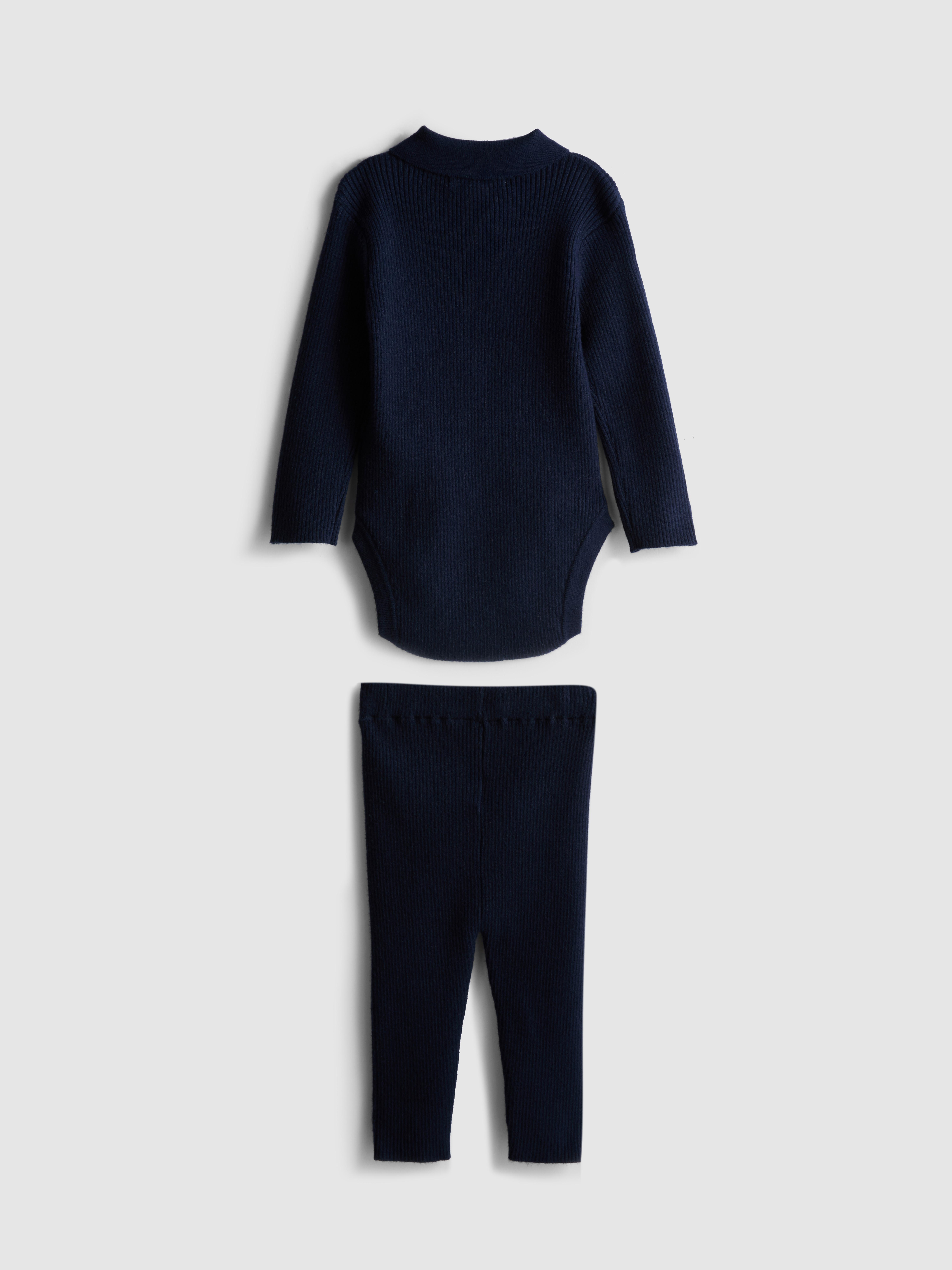 0-18mths | Collared Knit Bodysuit and Leggings Set