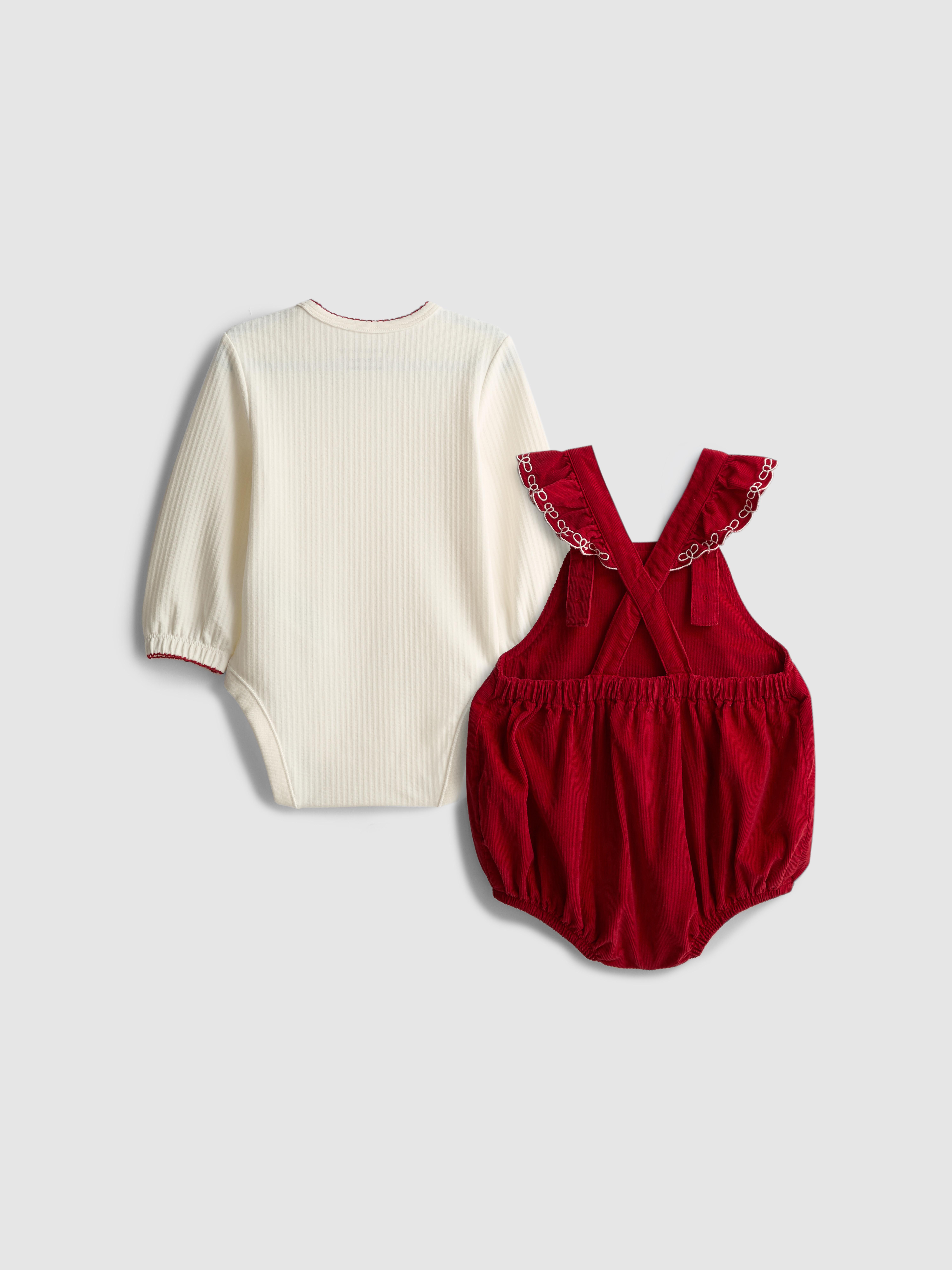 0-18mths | Bodysuit and Corduroy Overalls Set