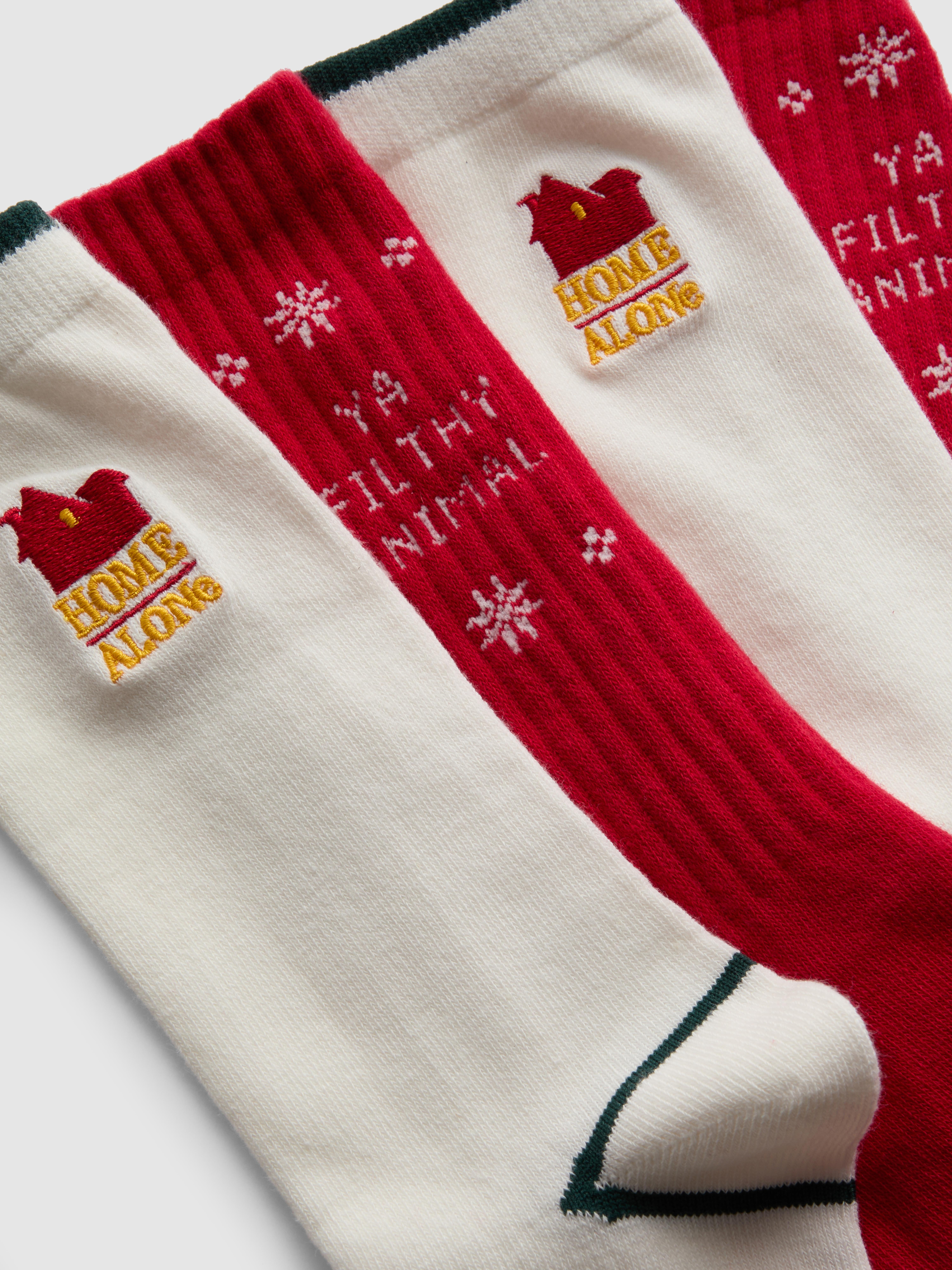 3pk Home Alone Christmas Pure Cotton Crew Socks