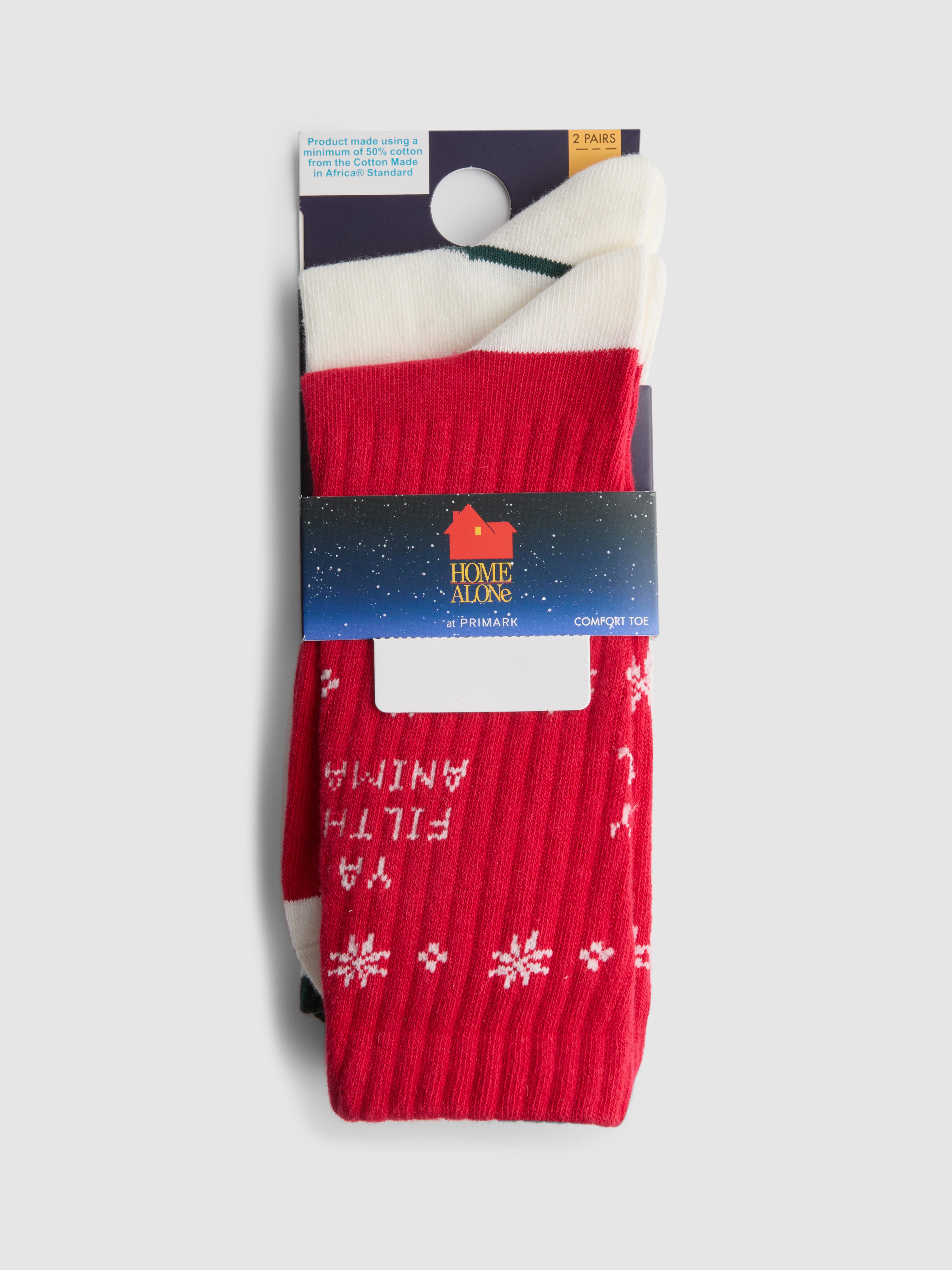 3pk Home Alone Christmas Pure Cotton Crew Socks