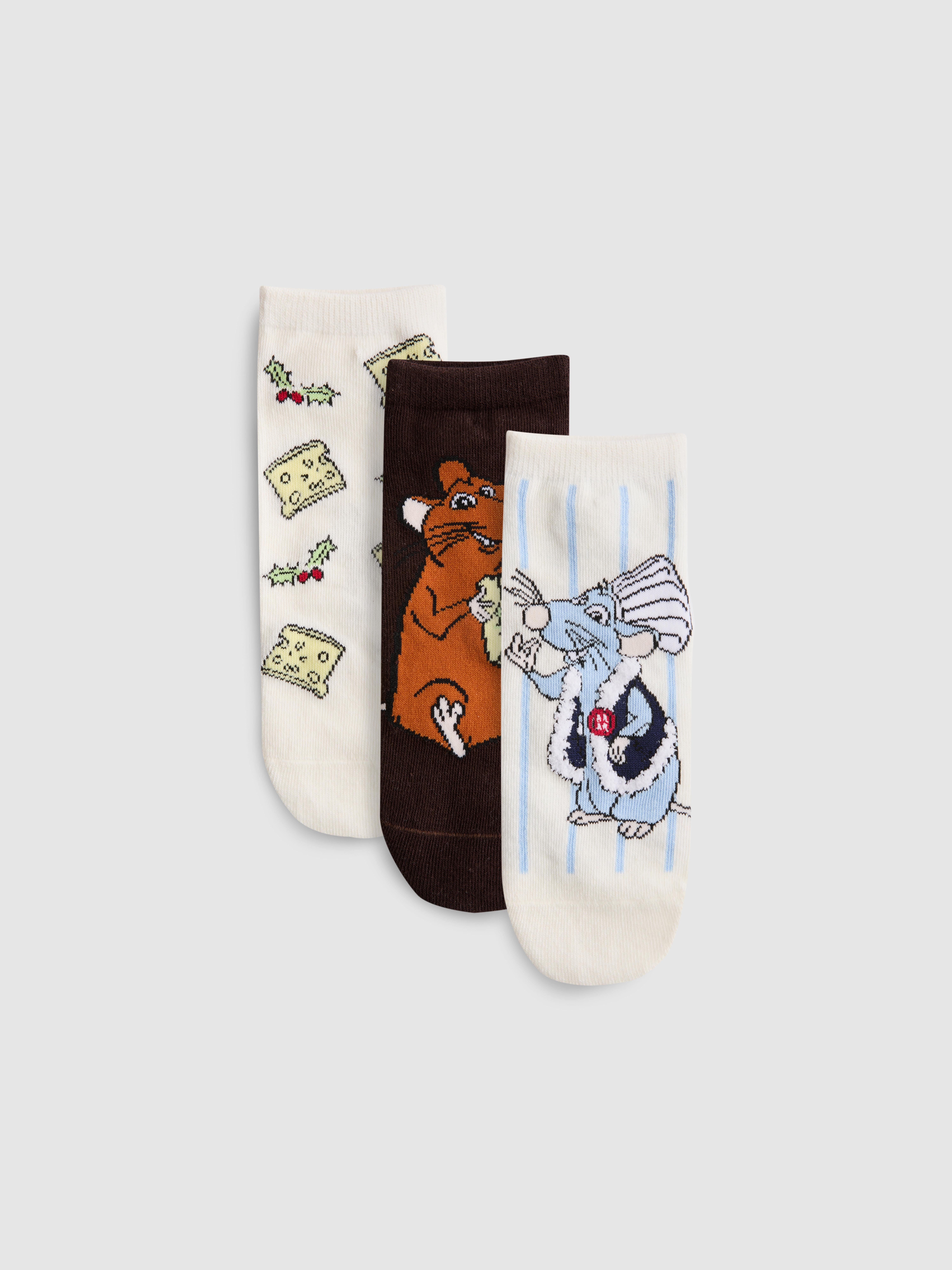 3pk Disney's Ratatouille Pure Cotton Graphic Sneaker Socks