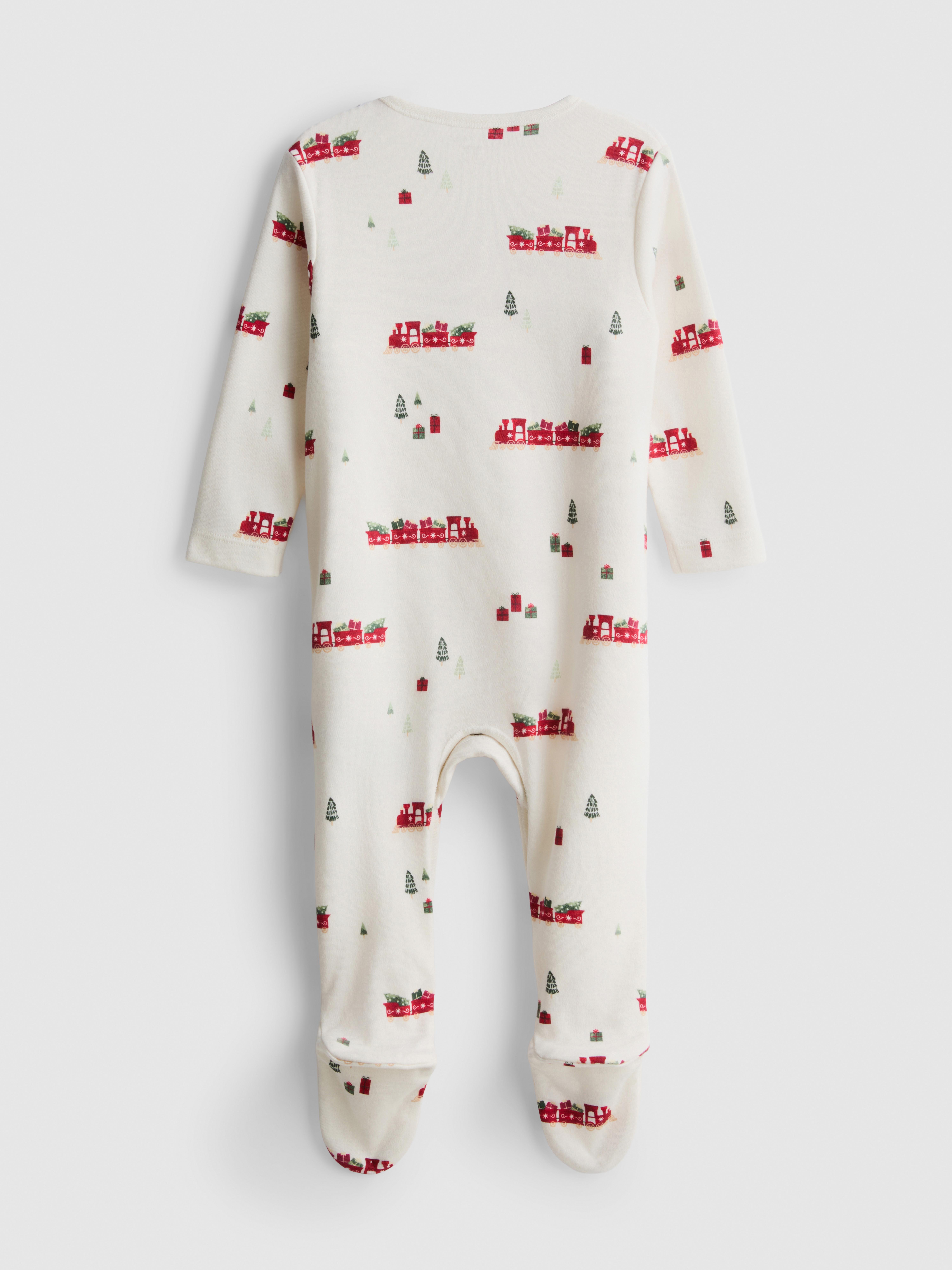 0-9mths | Pure Cotton My First Christmas Snap-Up Pajama Onesie