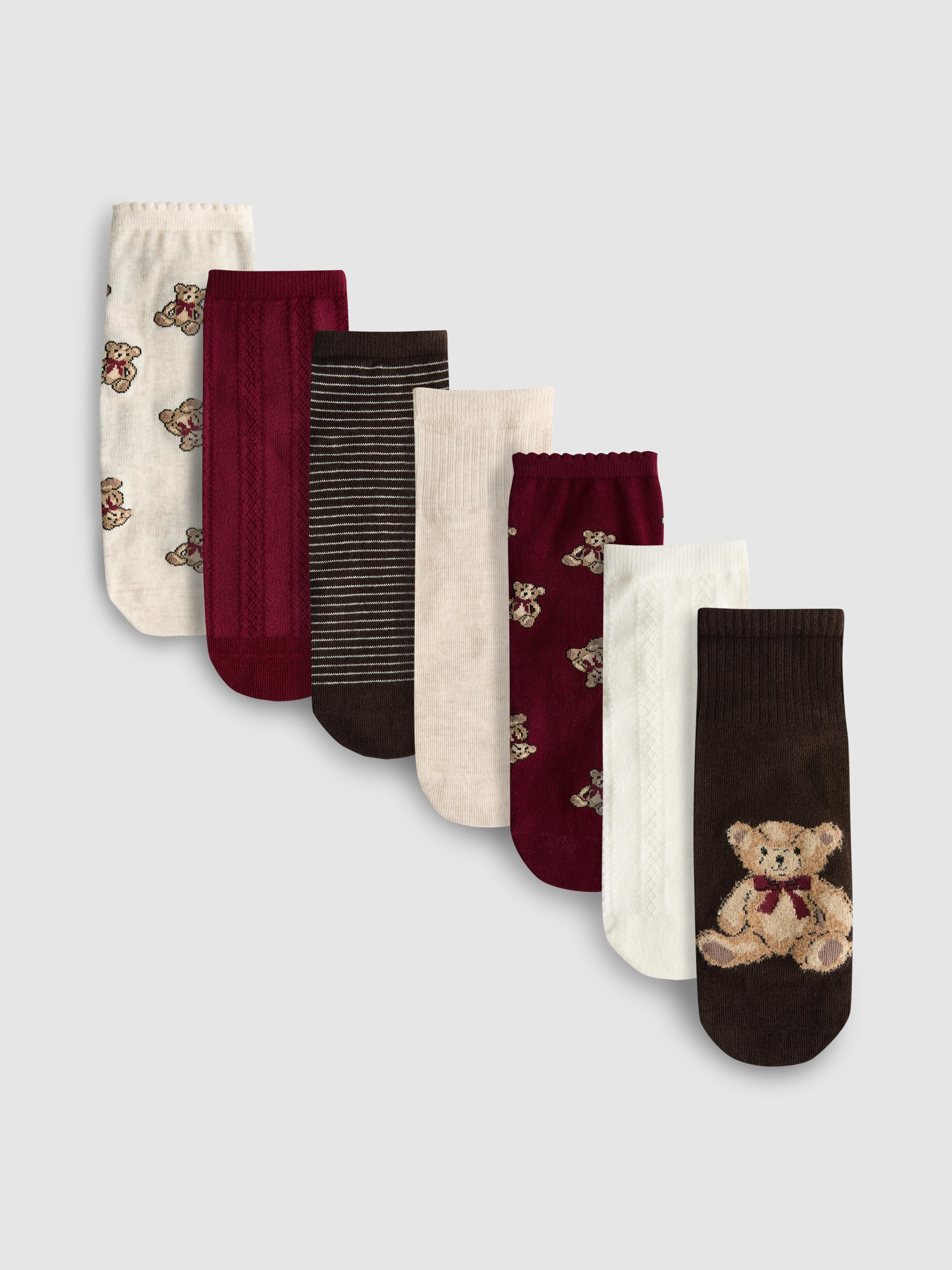 7pk Love To Lounge Bear Ankle Socks