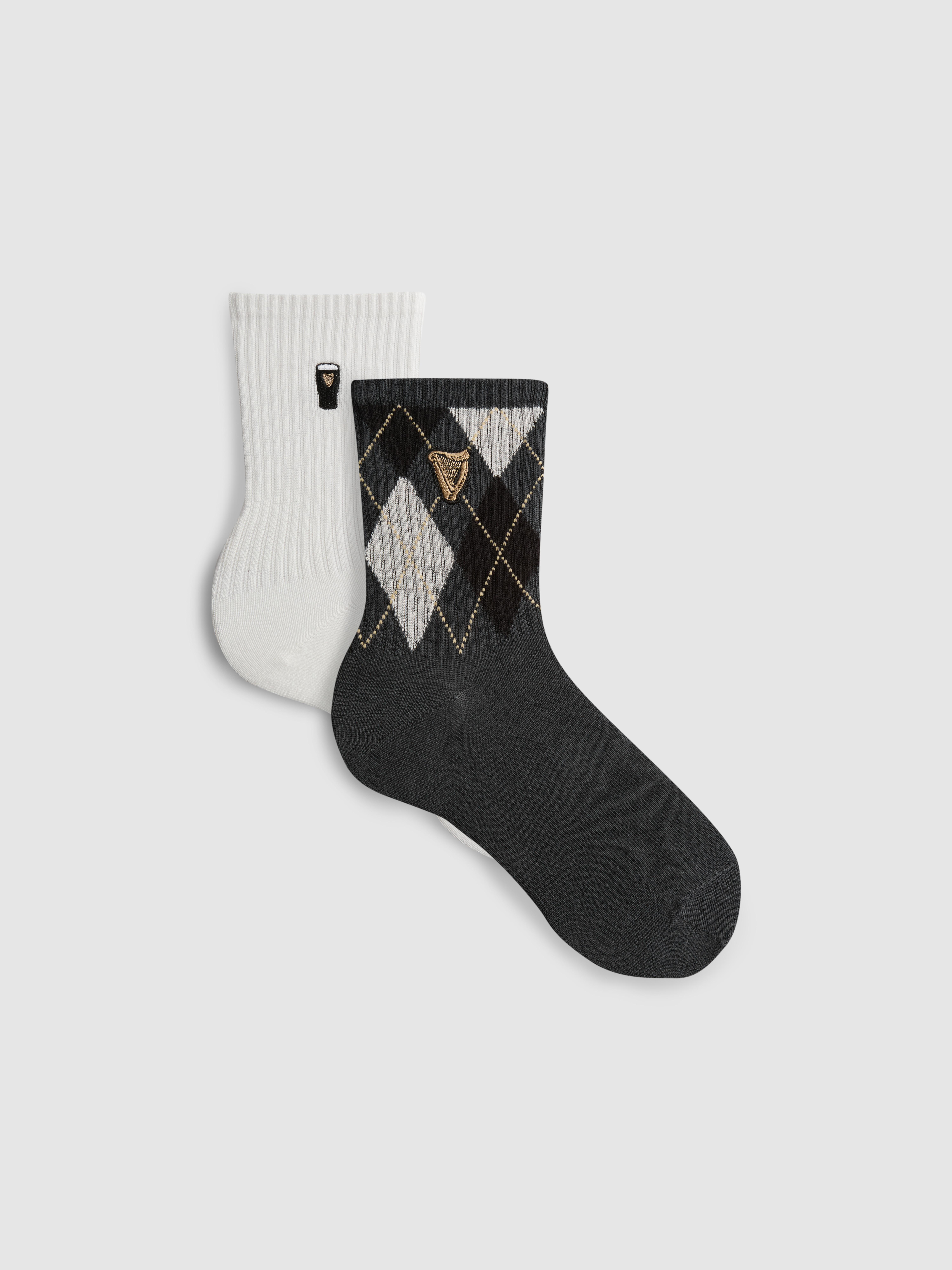 2pk Guinness Cotton Rich Ribbed Crew Socks