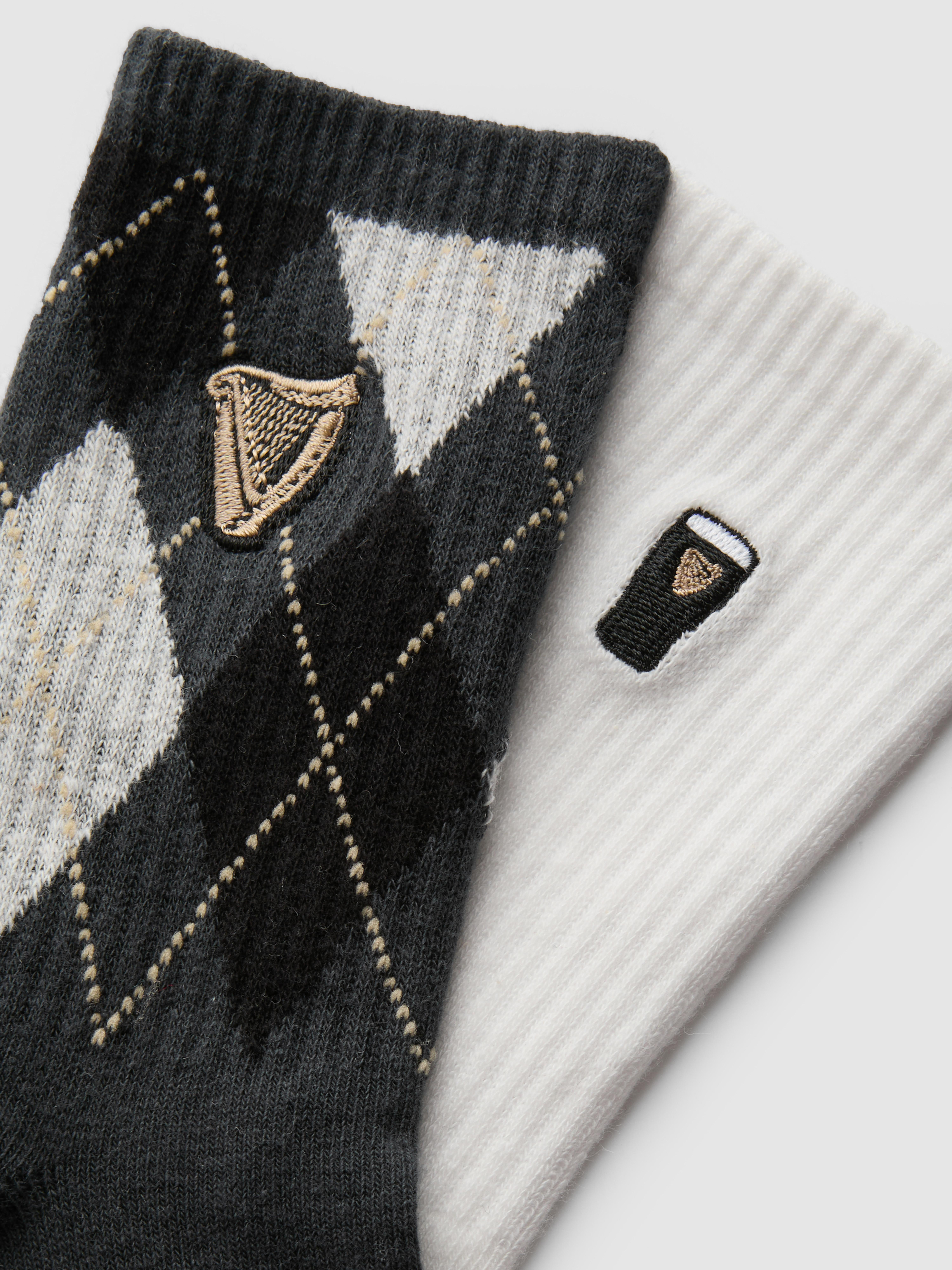 2pk Guinness Cotton Rich Ribbed Crew Socks