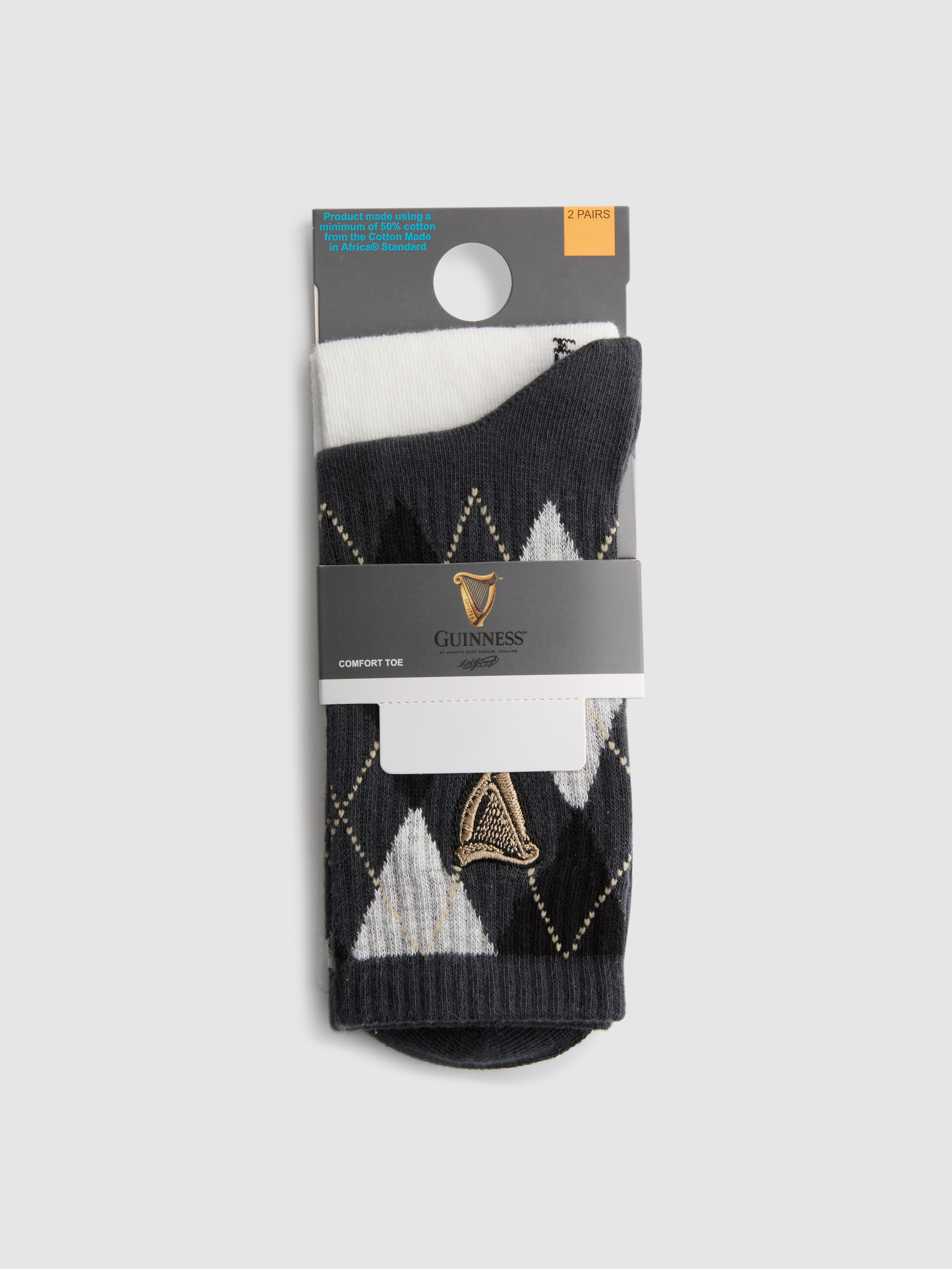 2pk Guinness Cotton Rich Ribbed Crew Socks