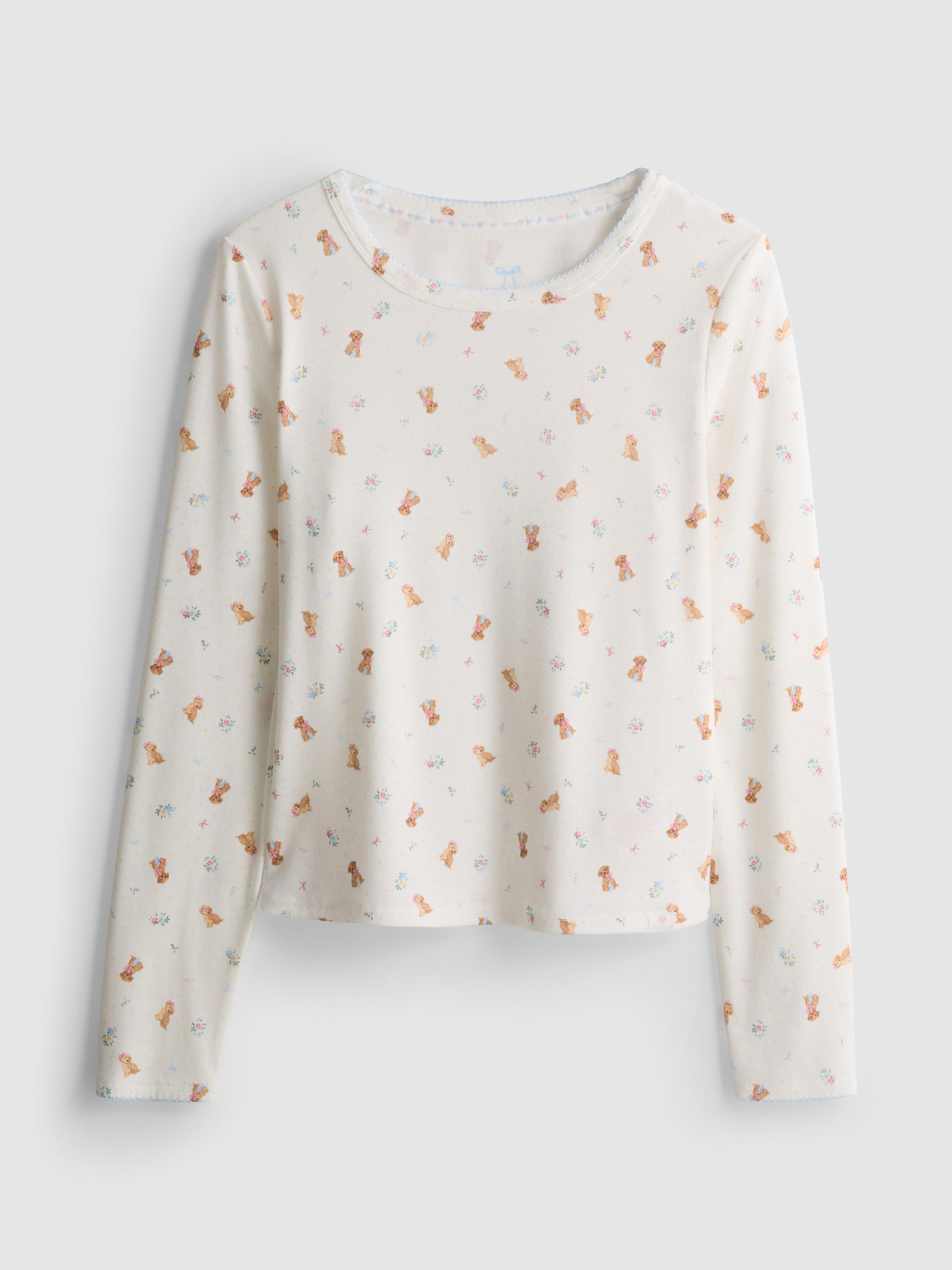 Love To Lounge Dog-Print Long-Sleeve Pajama Top