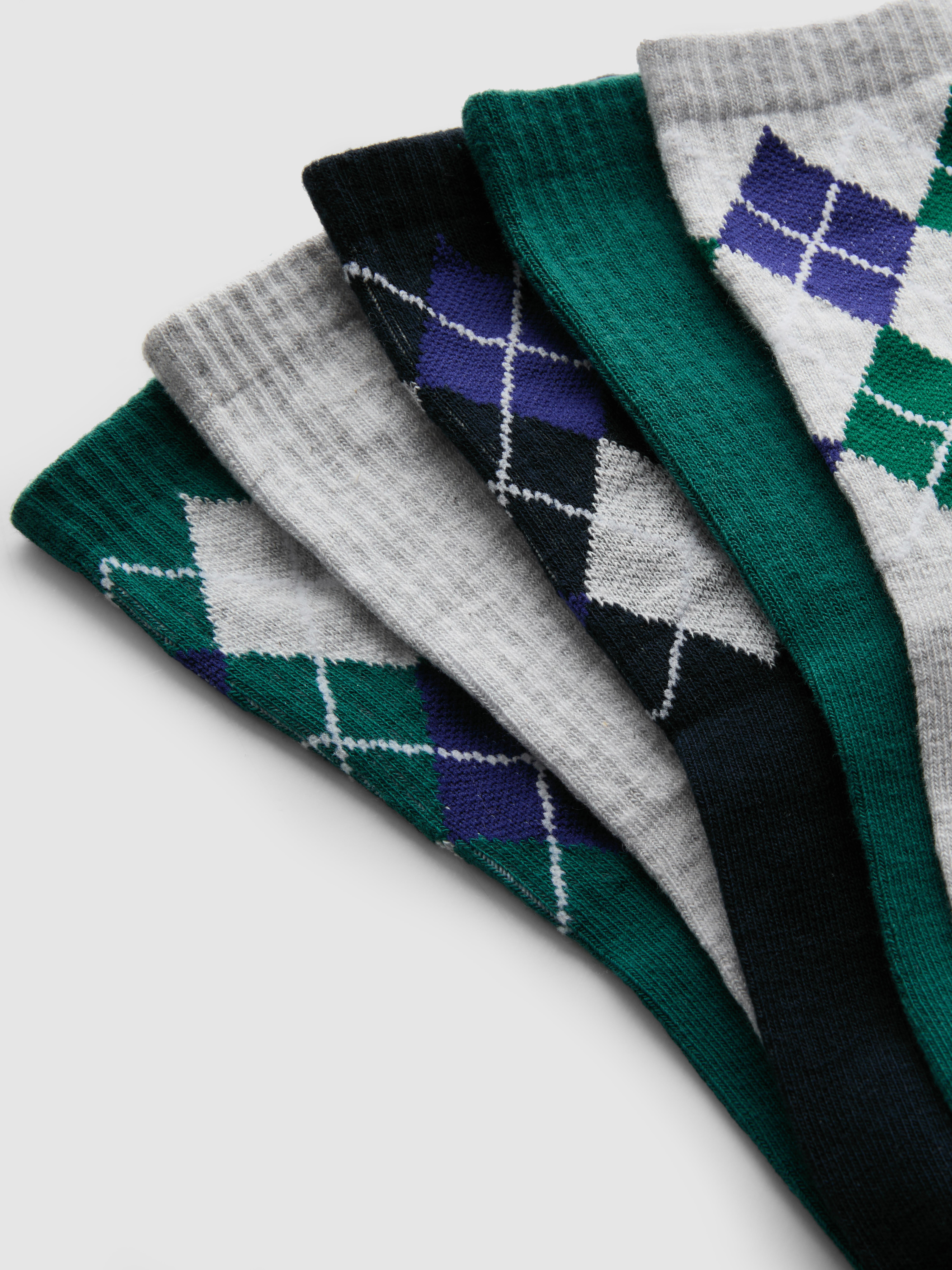 5pk Cotton Rich Argyle Ankle Socks