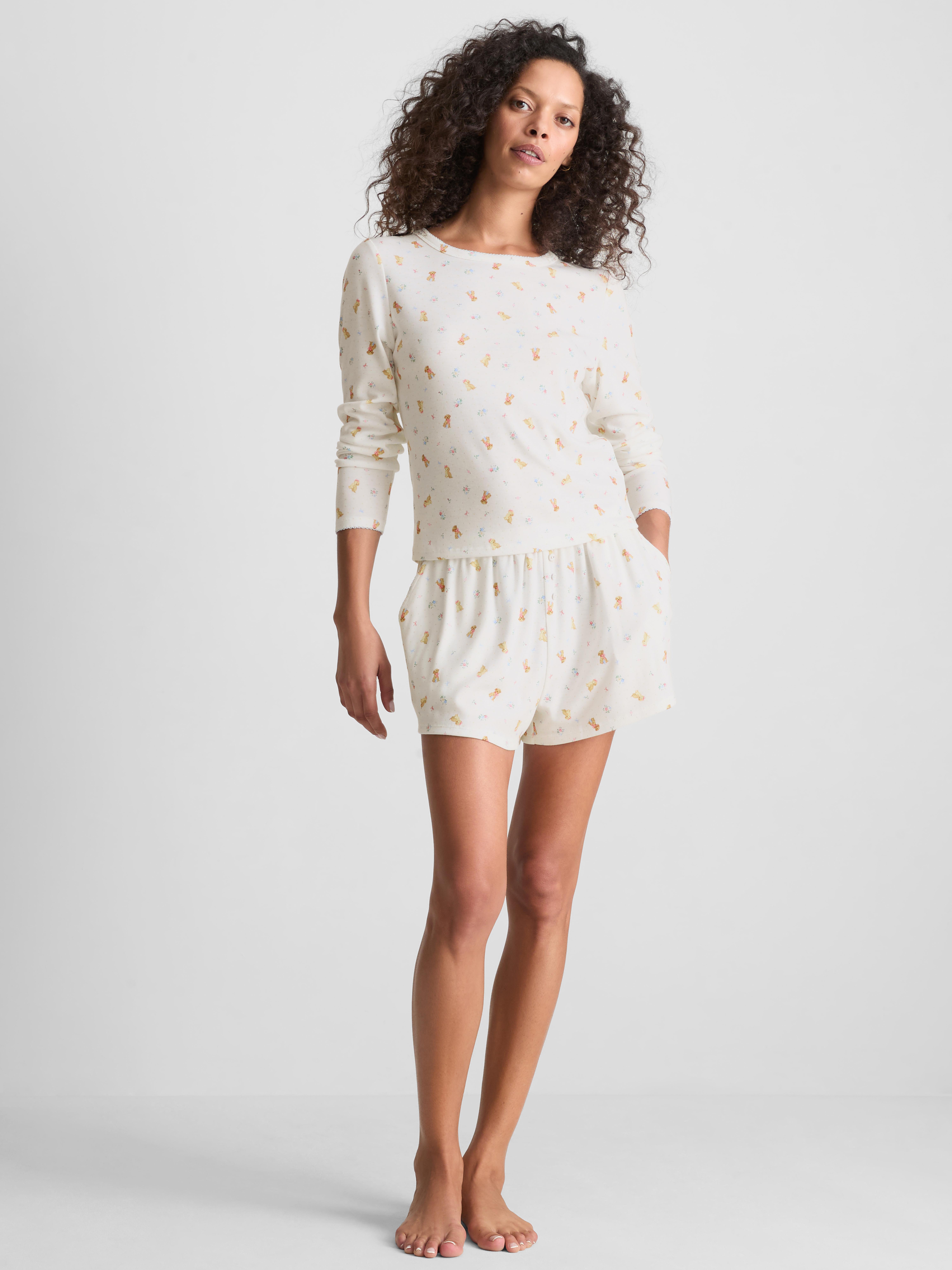 Love To Lounge Dog-Print Pajama Shorts