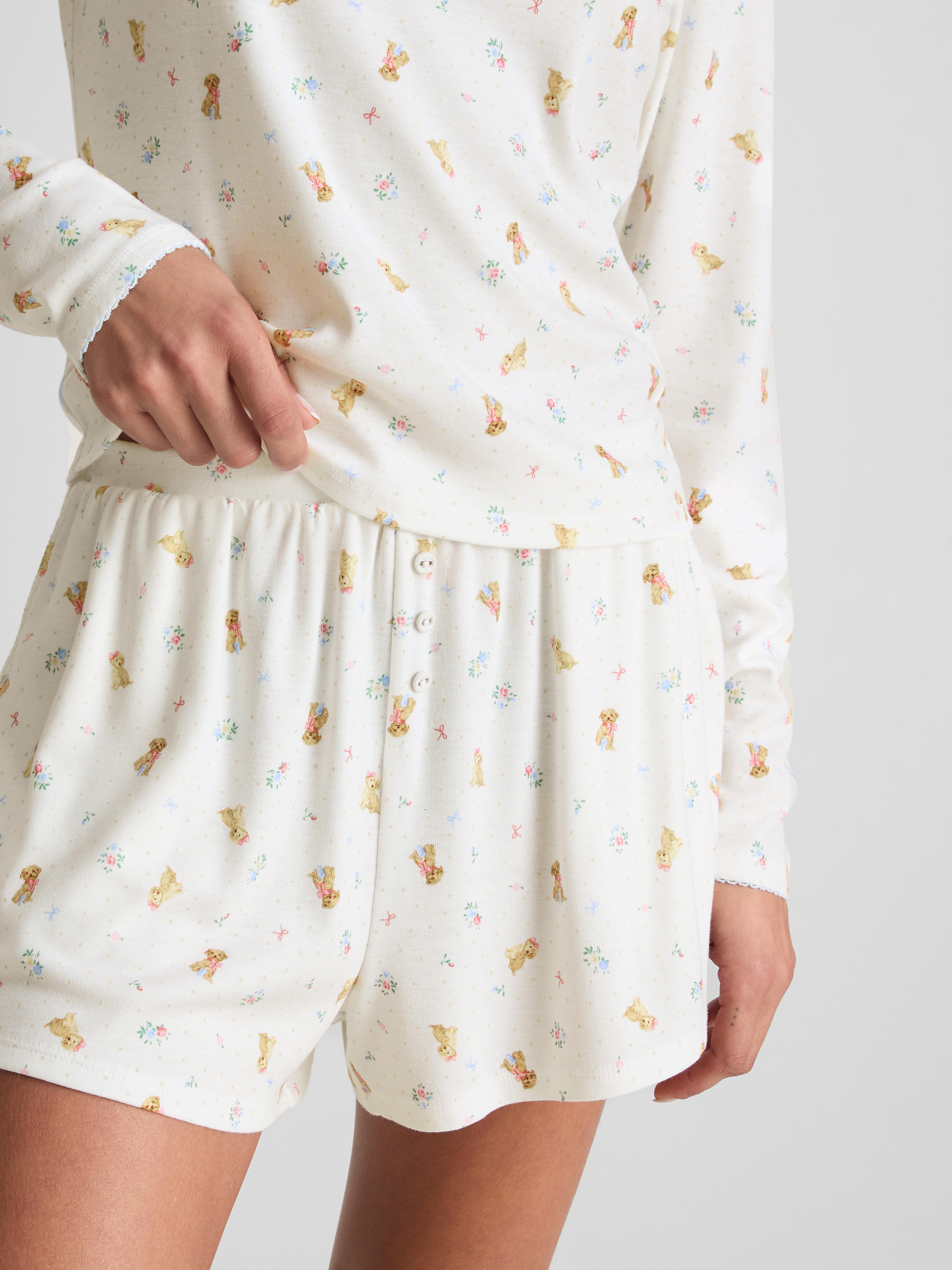 Love To Lounge Dog-Print Pajama Shorts