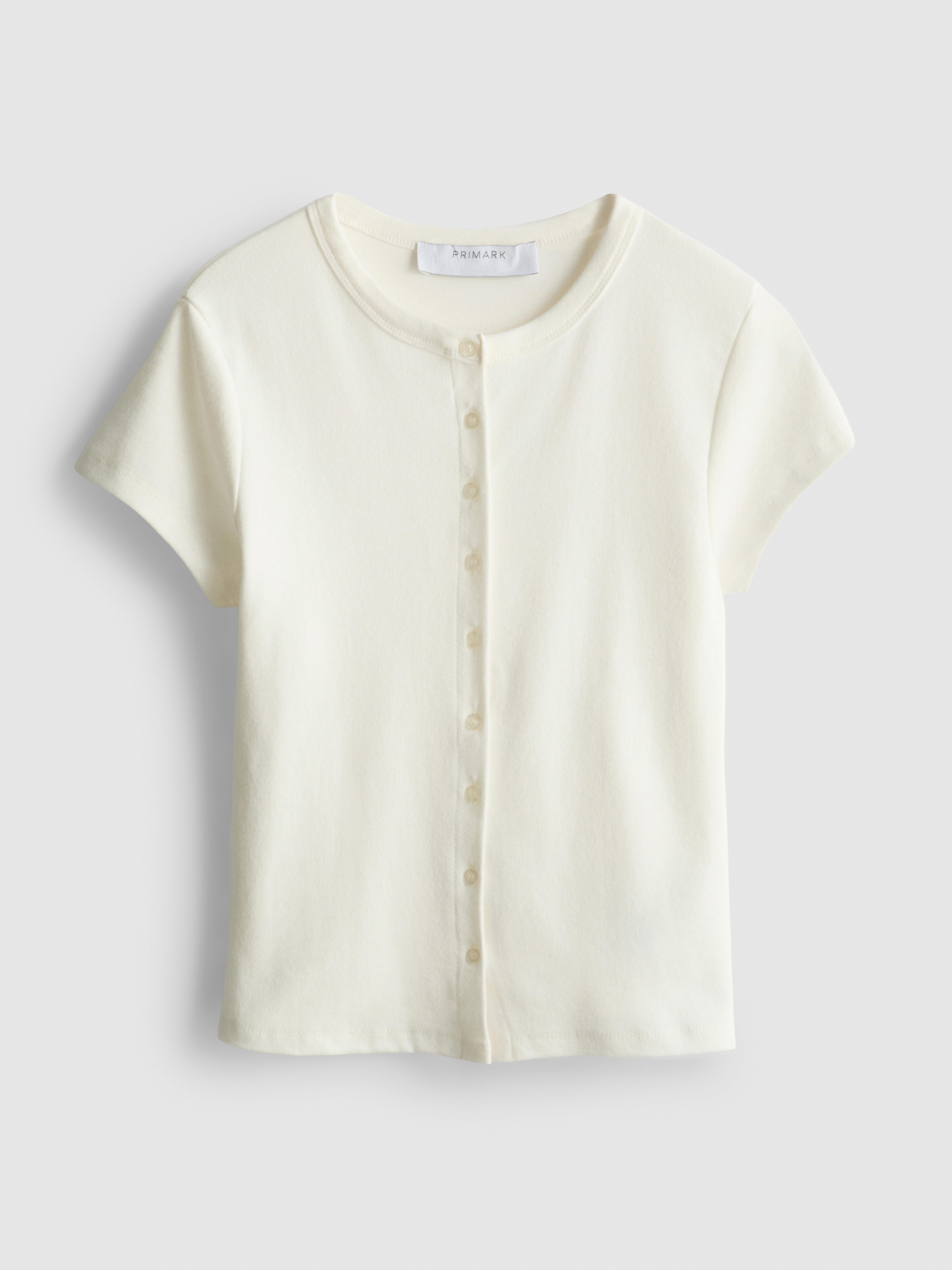 Katoenrijk T-shirt met knoopsluiting