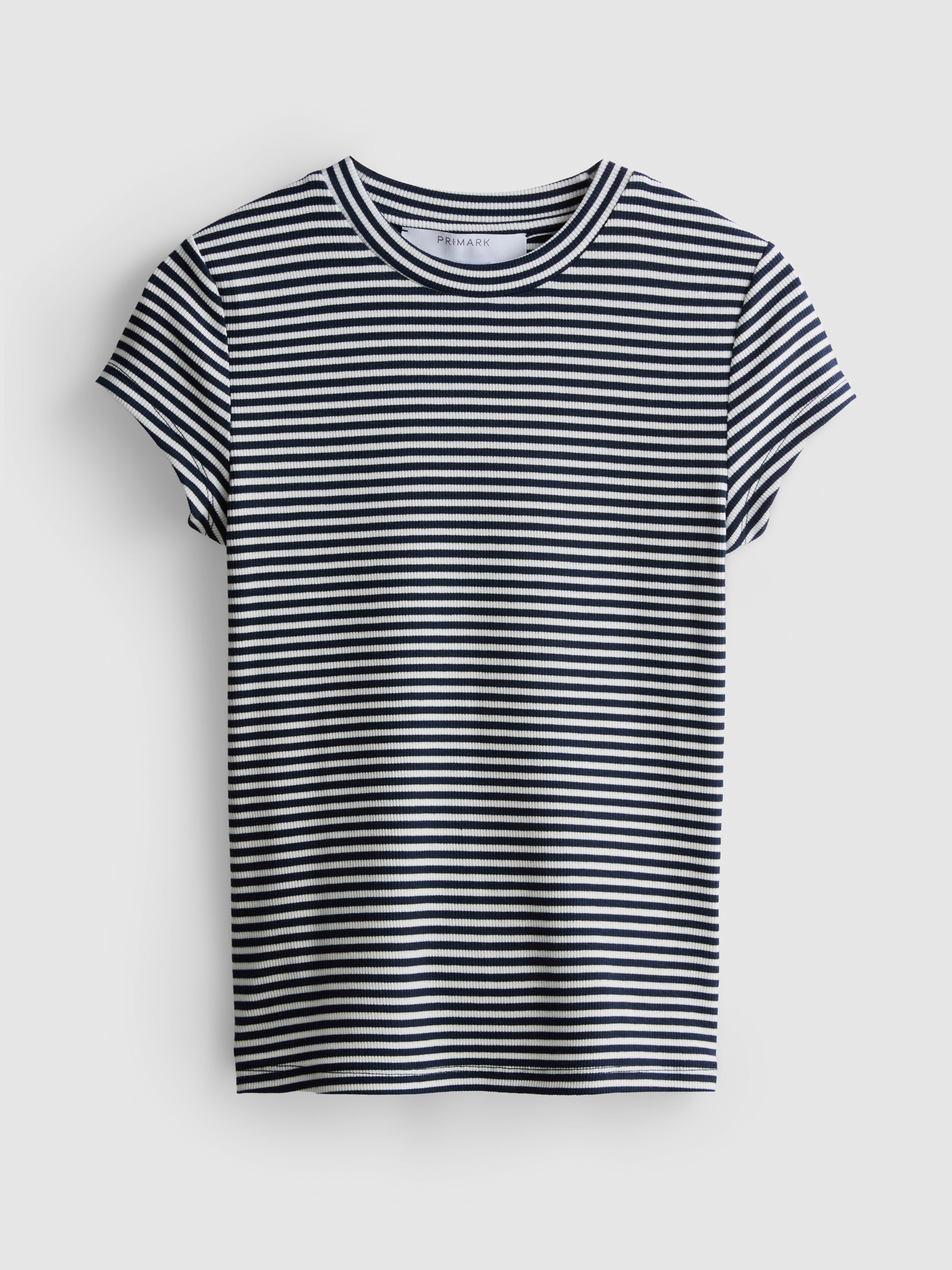 Ribbed Stripe Cap-Sleeve Tee