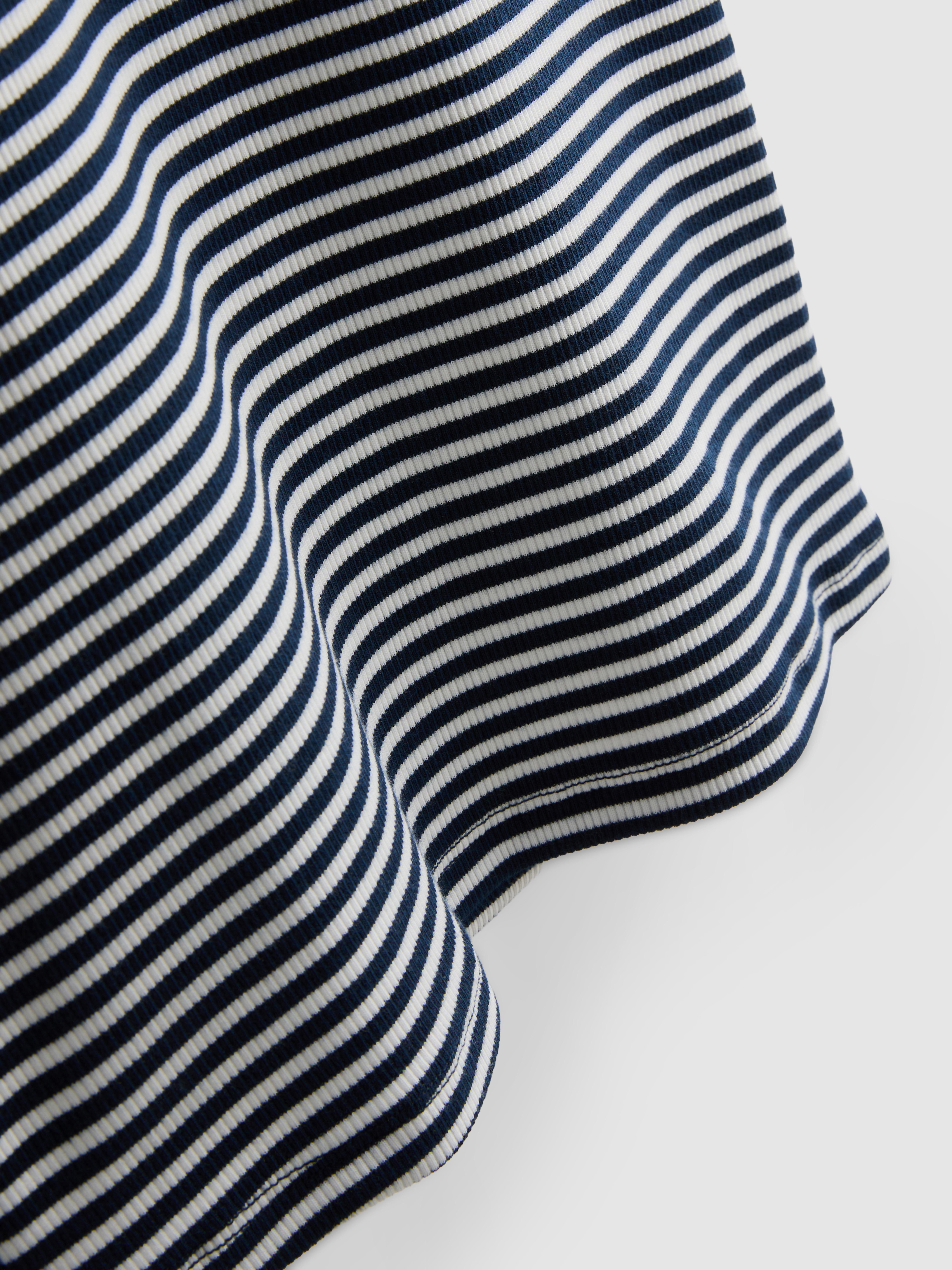 Ribbed Stripe Cap-Sleeve Tee