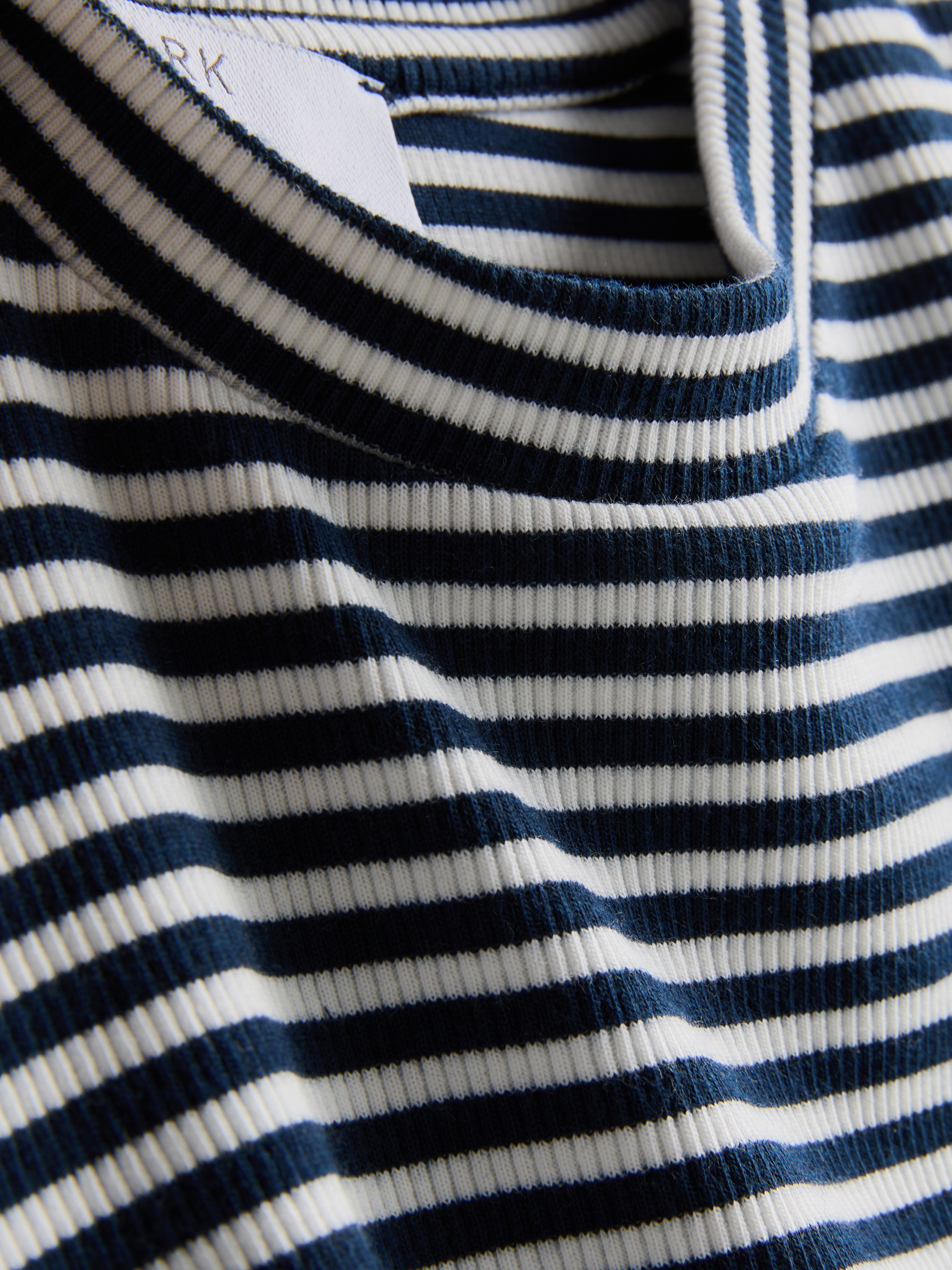 Ribbed Stripe Cap-Sleeve Tee