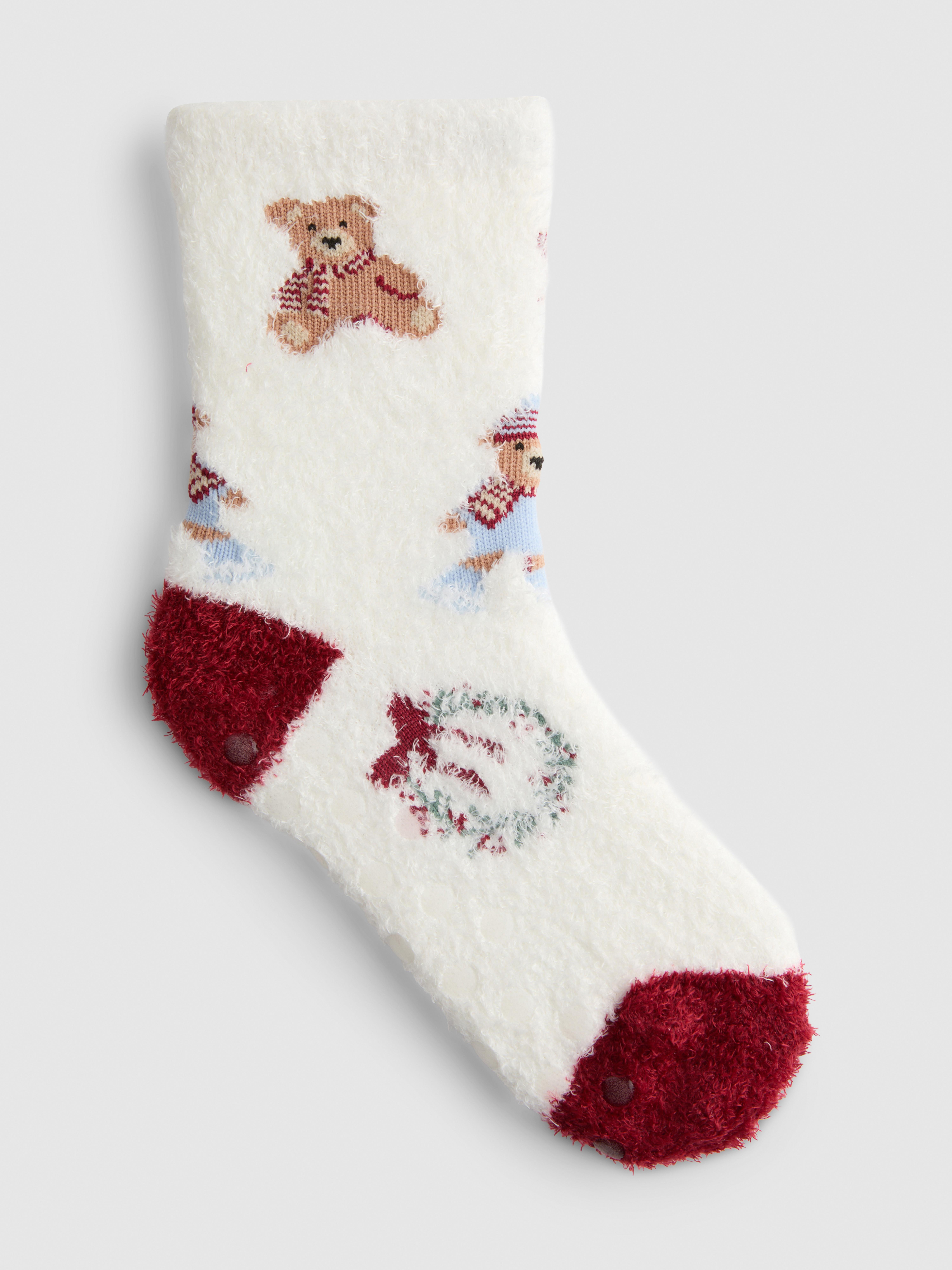 Christmas Teddy Bear Cozy Socks