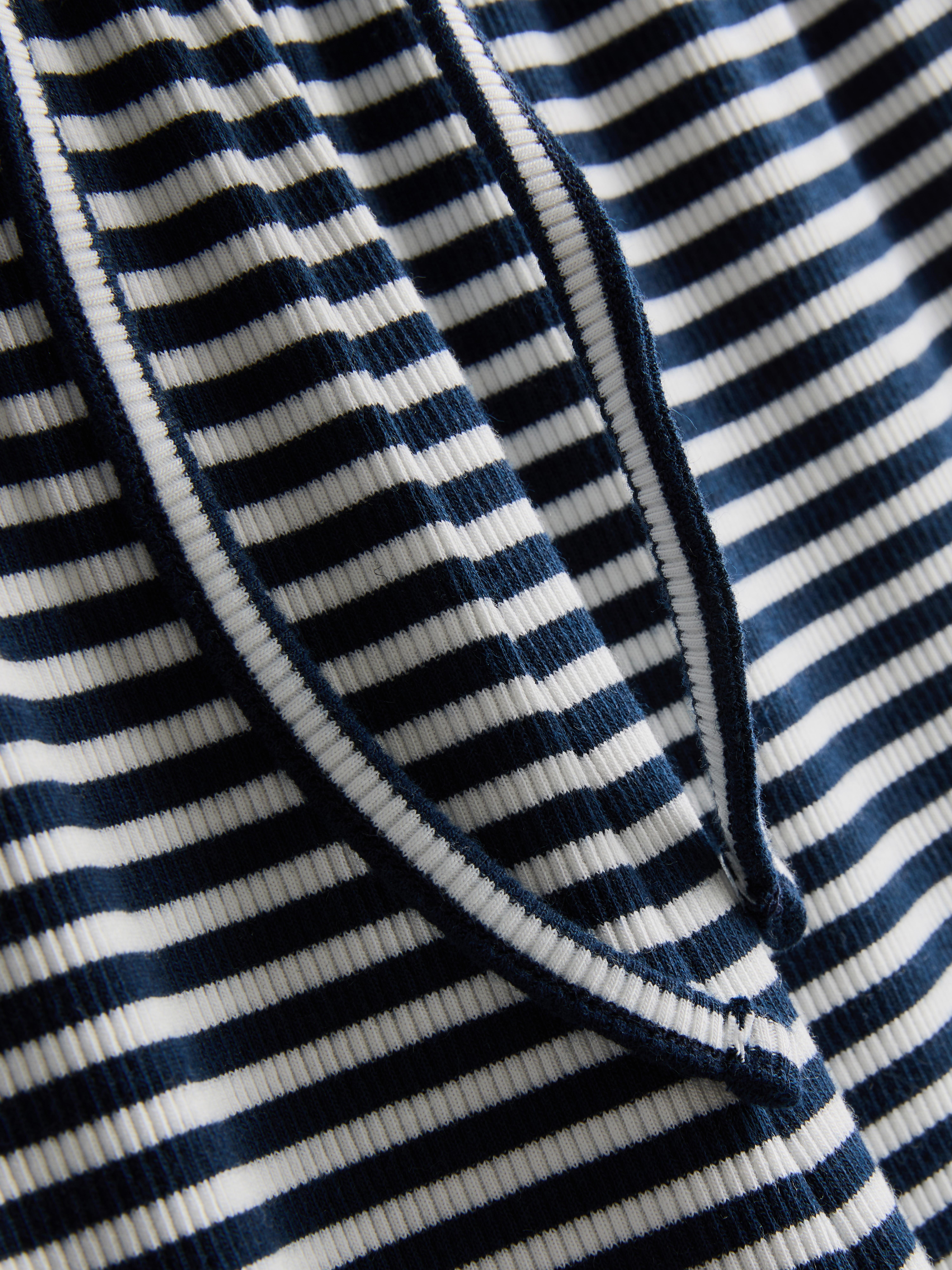Cotton Striped Ribbed Wide Leg Pants