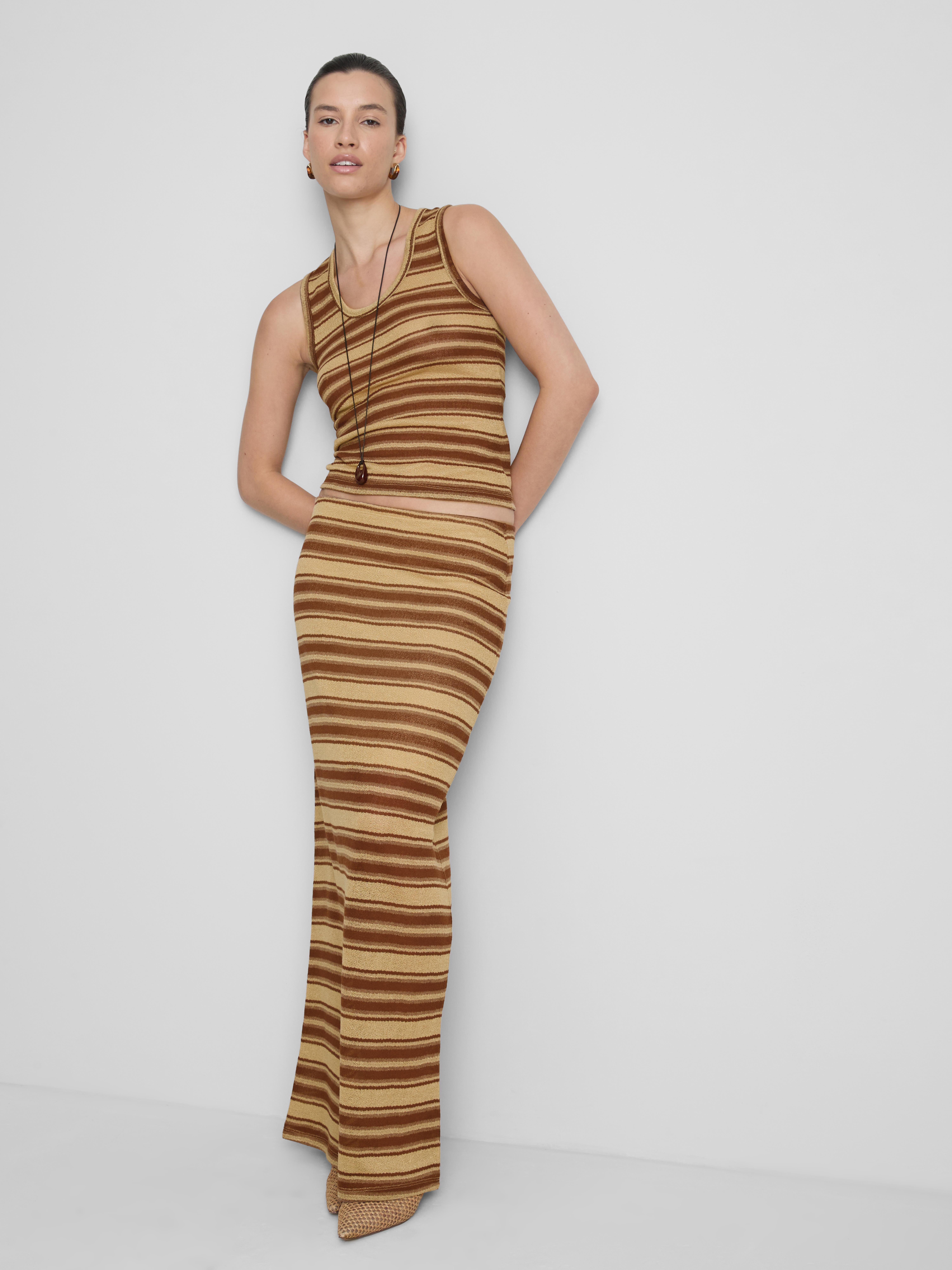 Striped Straight Maxi Skirt
