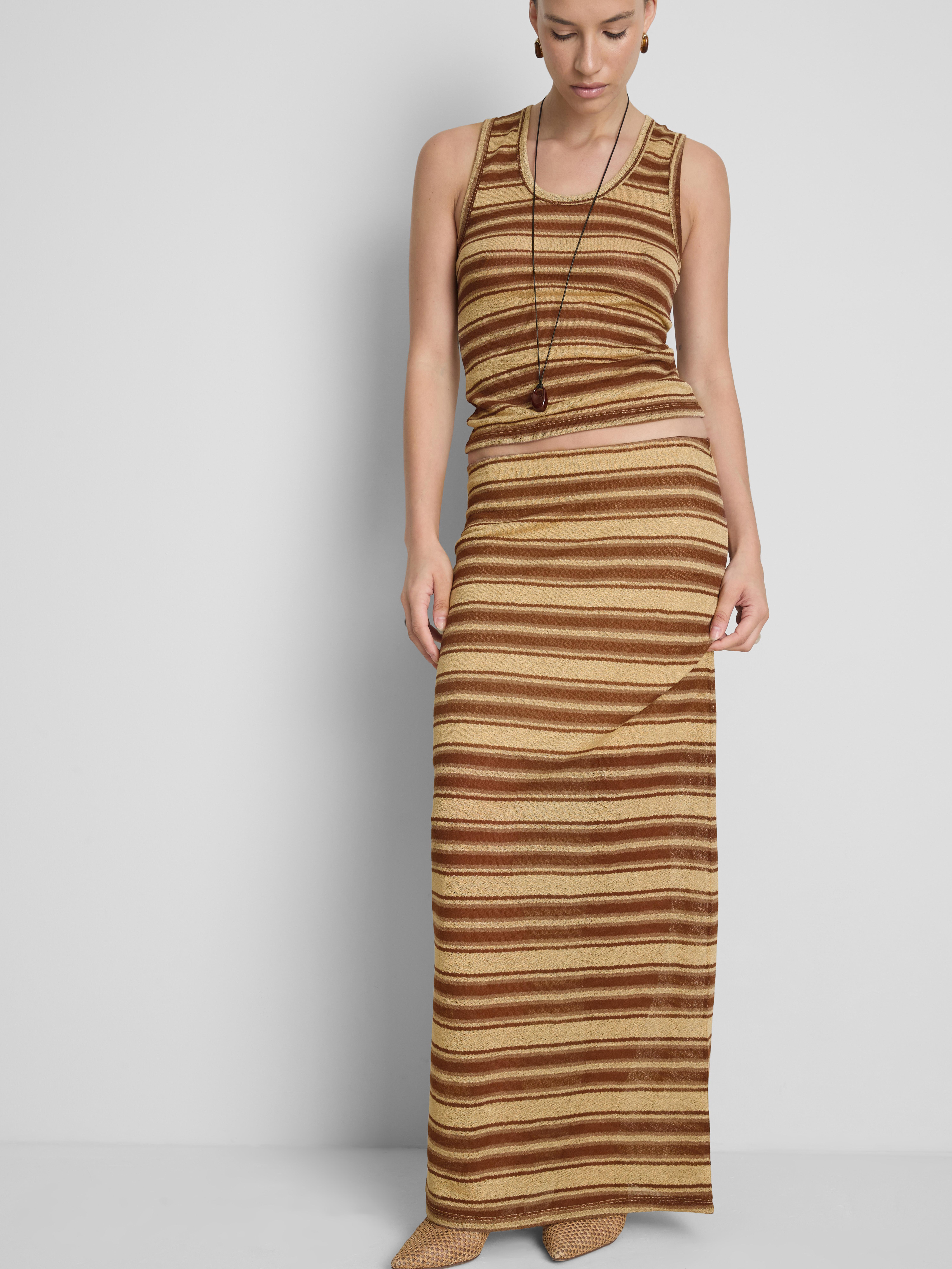 Striped Straight Maxi Skirt