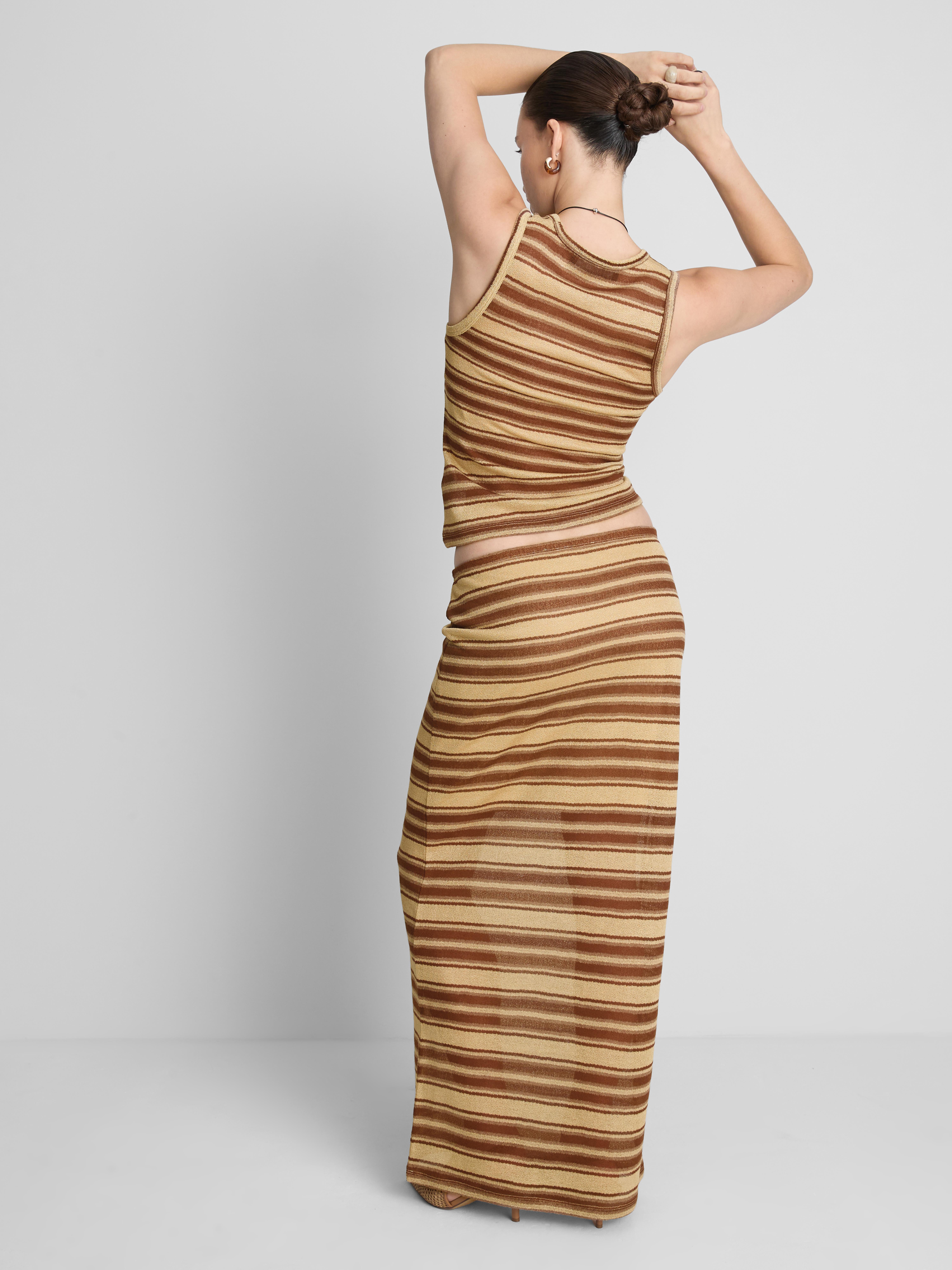 Striped Straight Maxi Skirt
