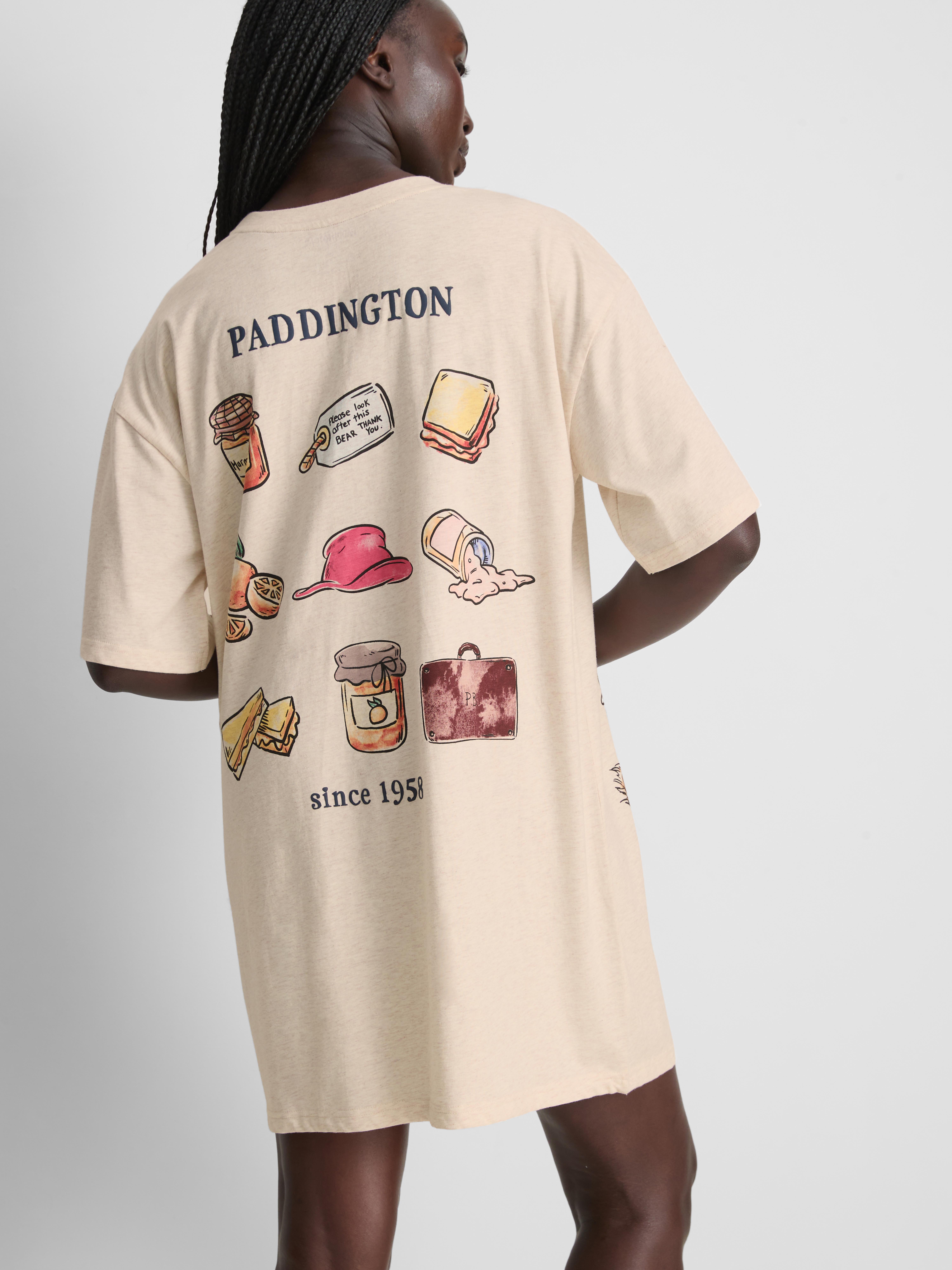 Womens Oatmeal Paddington Bear Cotton Rich Oversized Graphic Nightshirt ...