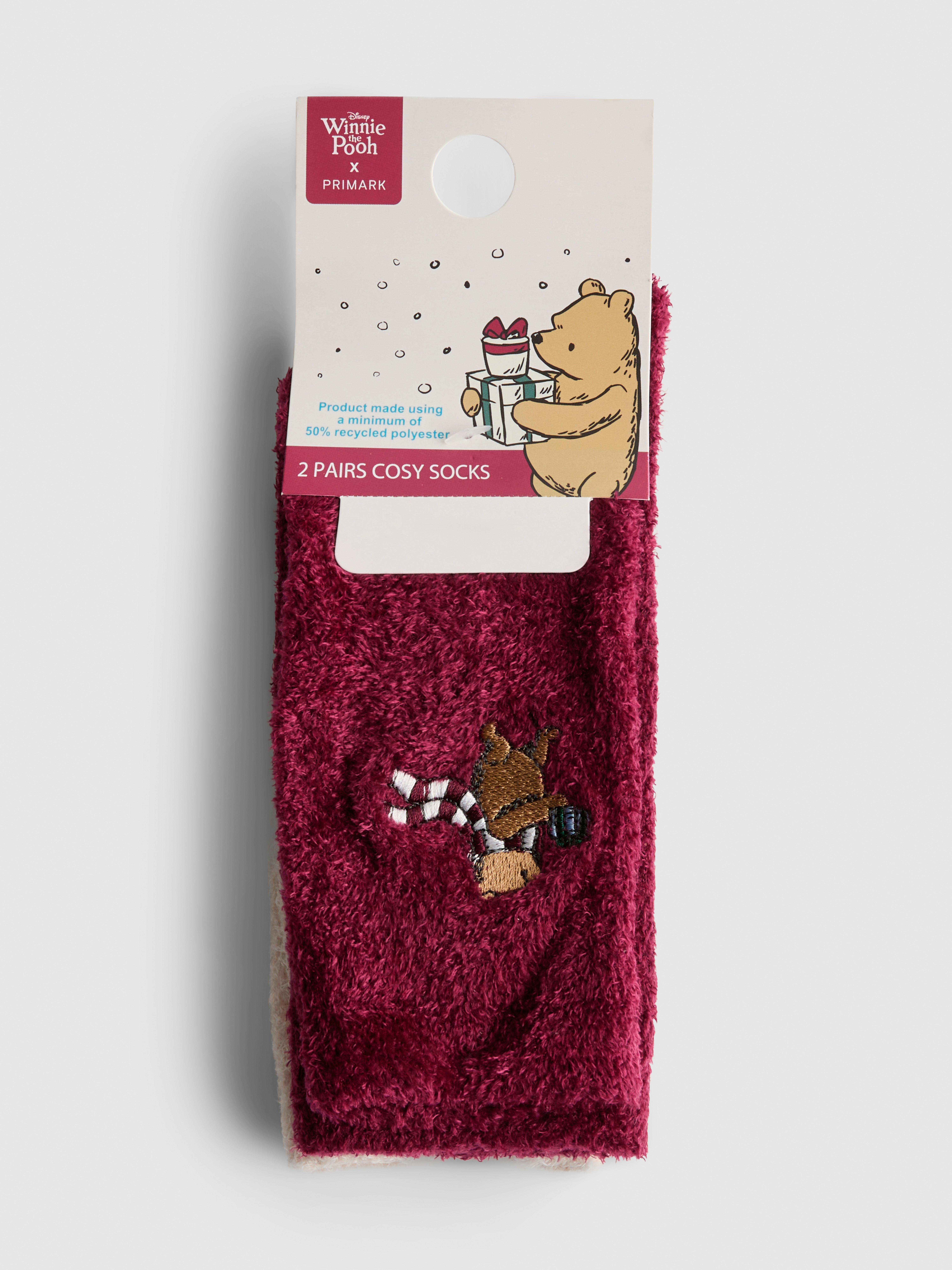 2pk Winnie the Pooh Festive Cozy Crew Socks