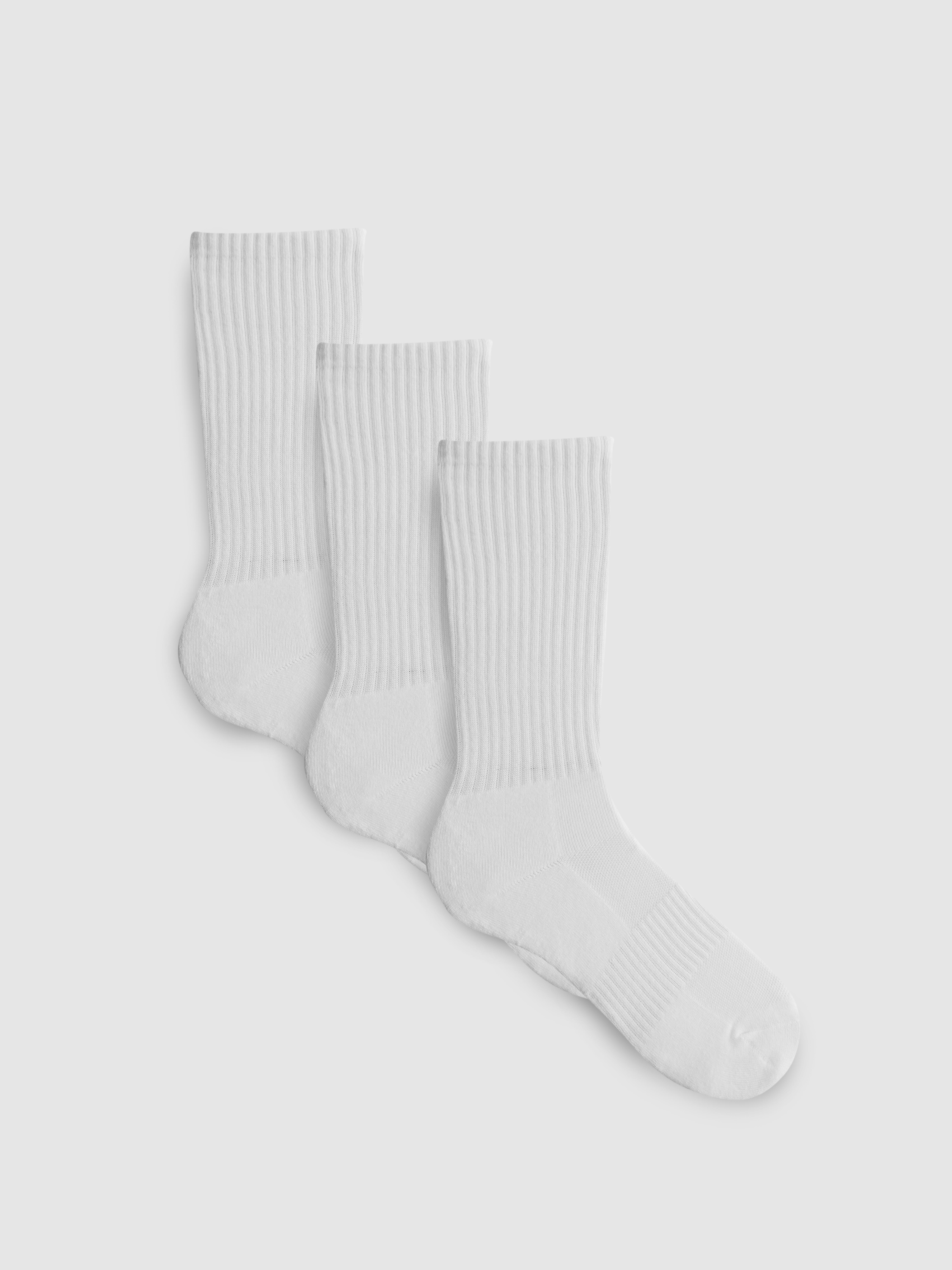 3pk Pure Cotton Sports Crew Socks