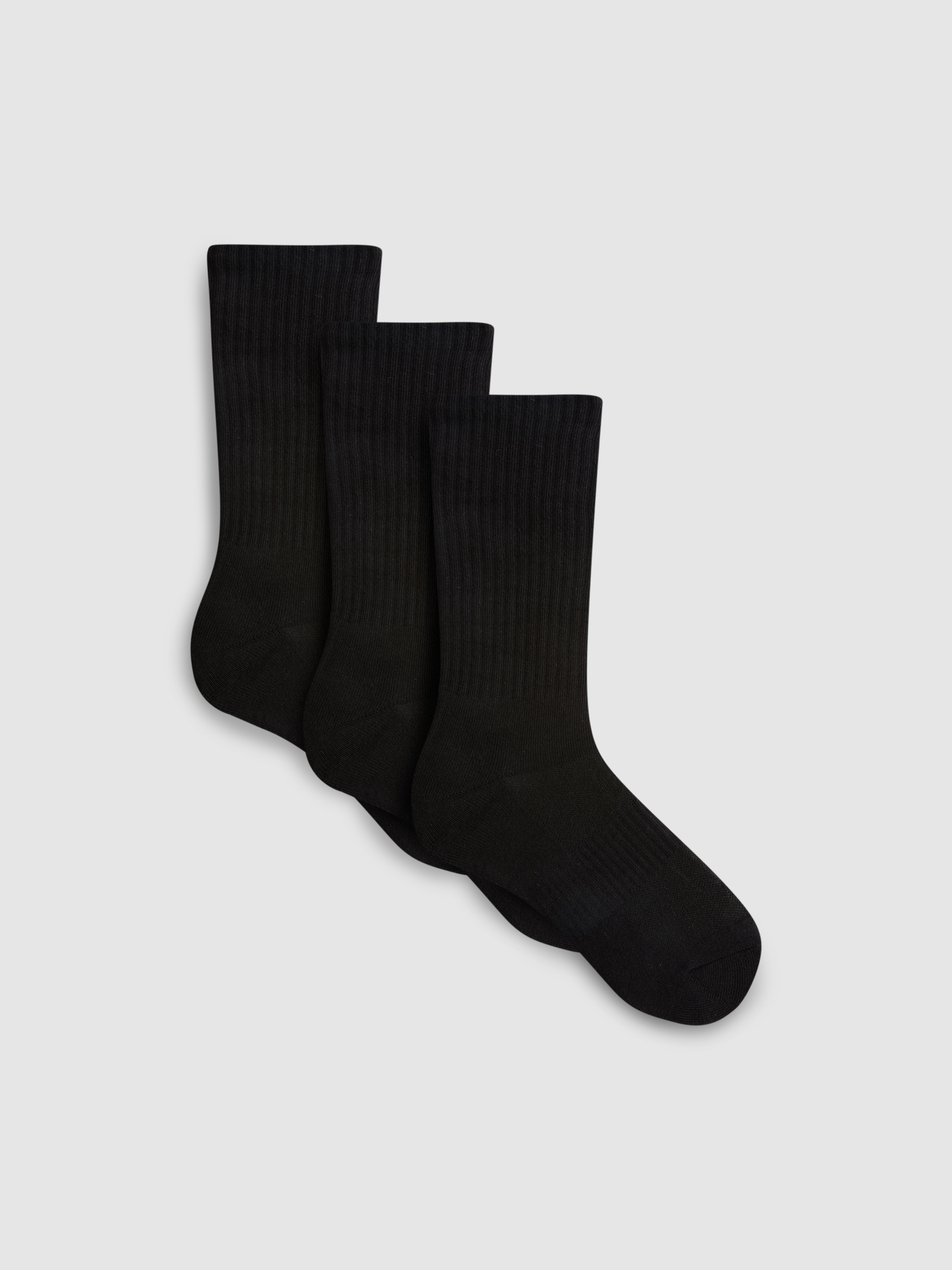 3pk Pure Cotton Sports Crew Socks