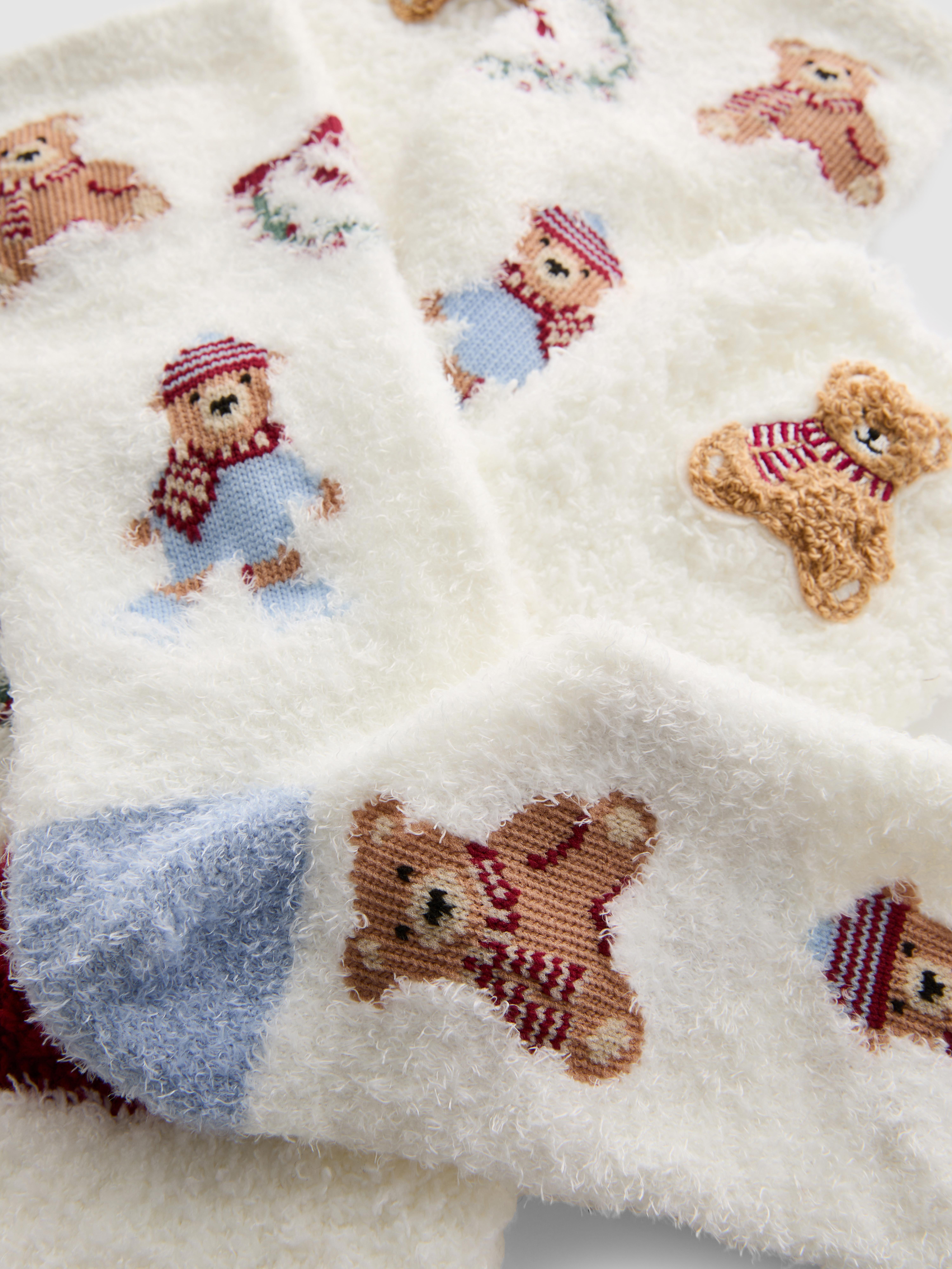 2pk Christmas Cozy Bear Socks