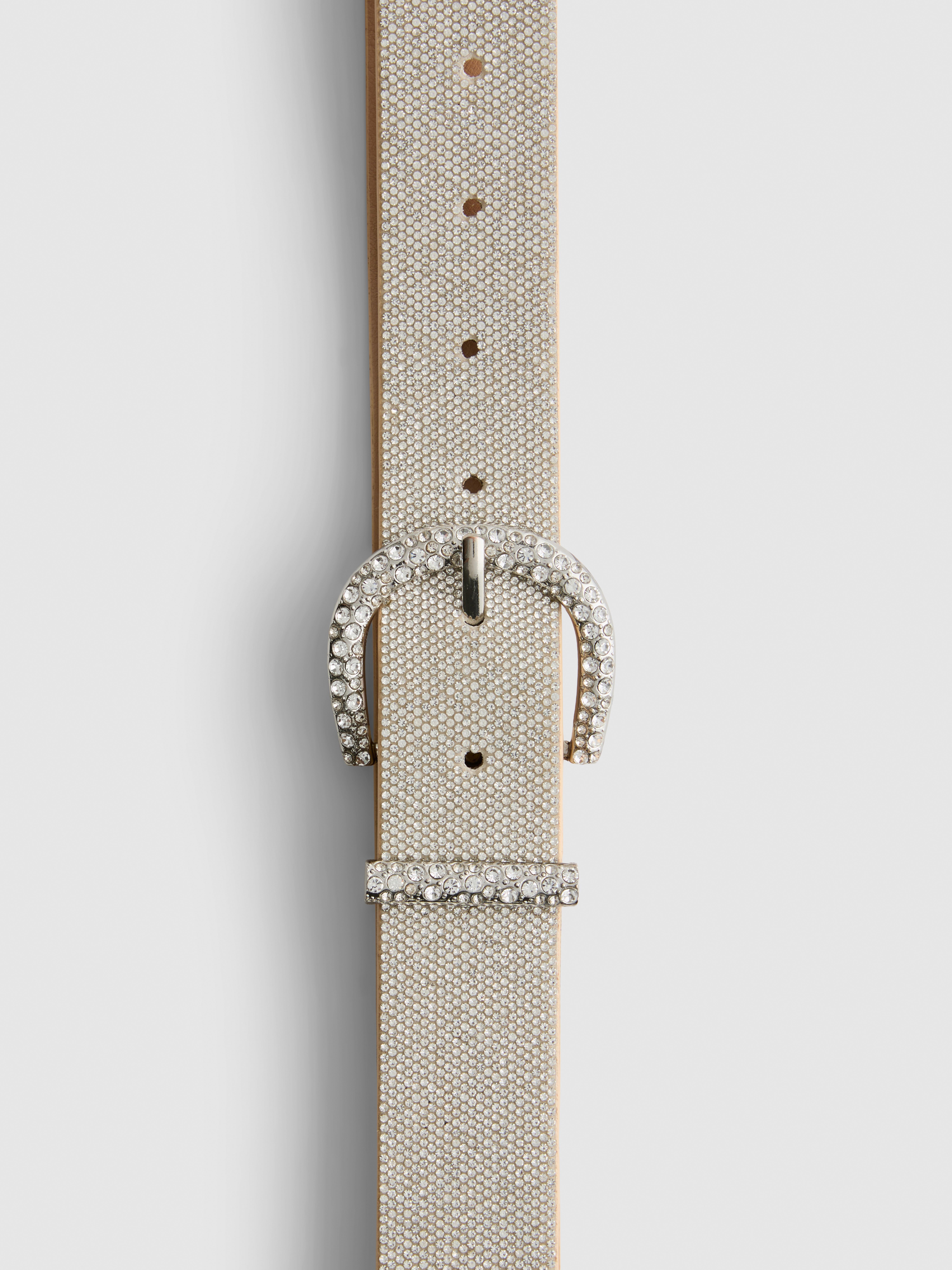 Rhinestone-Buckle Embellished Belt