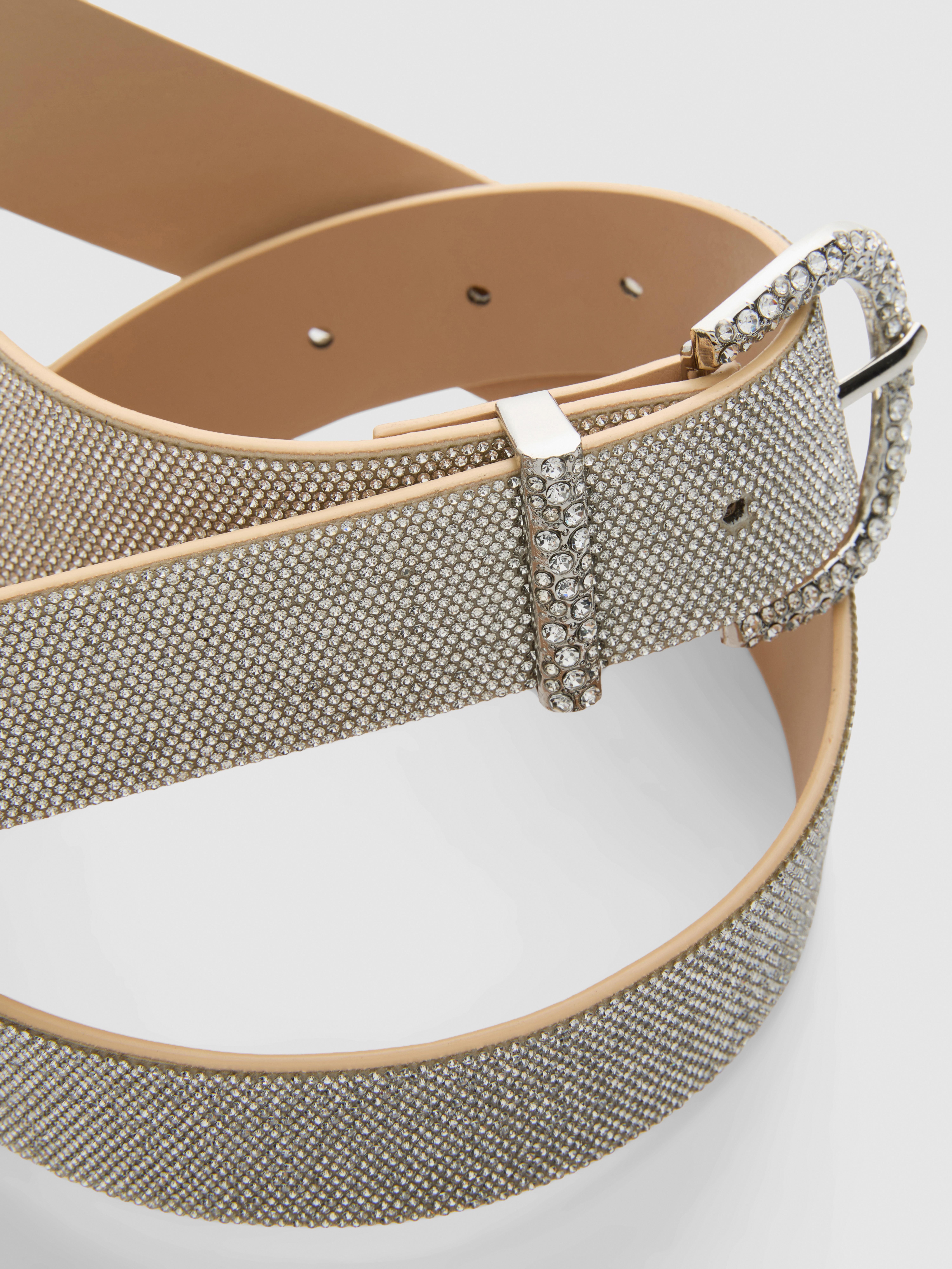 Rhinestone-Buckle Embellished Belt
